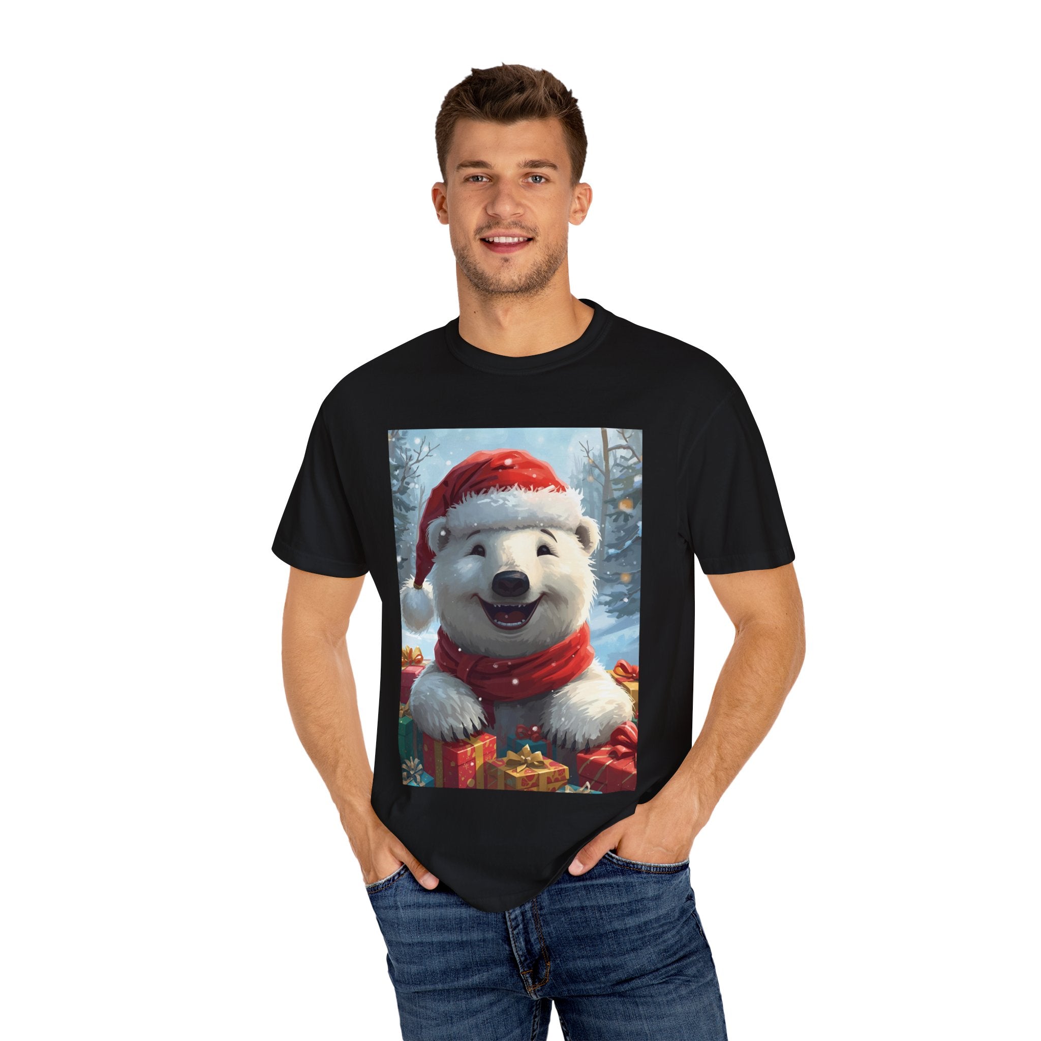 Christmas Polar Bear T-shirt, Holiday Tee, Unisex Gift Shirt, Winter Apparel, Cute Animal T-shirt