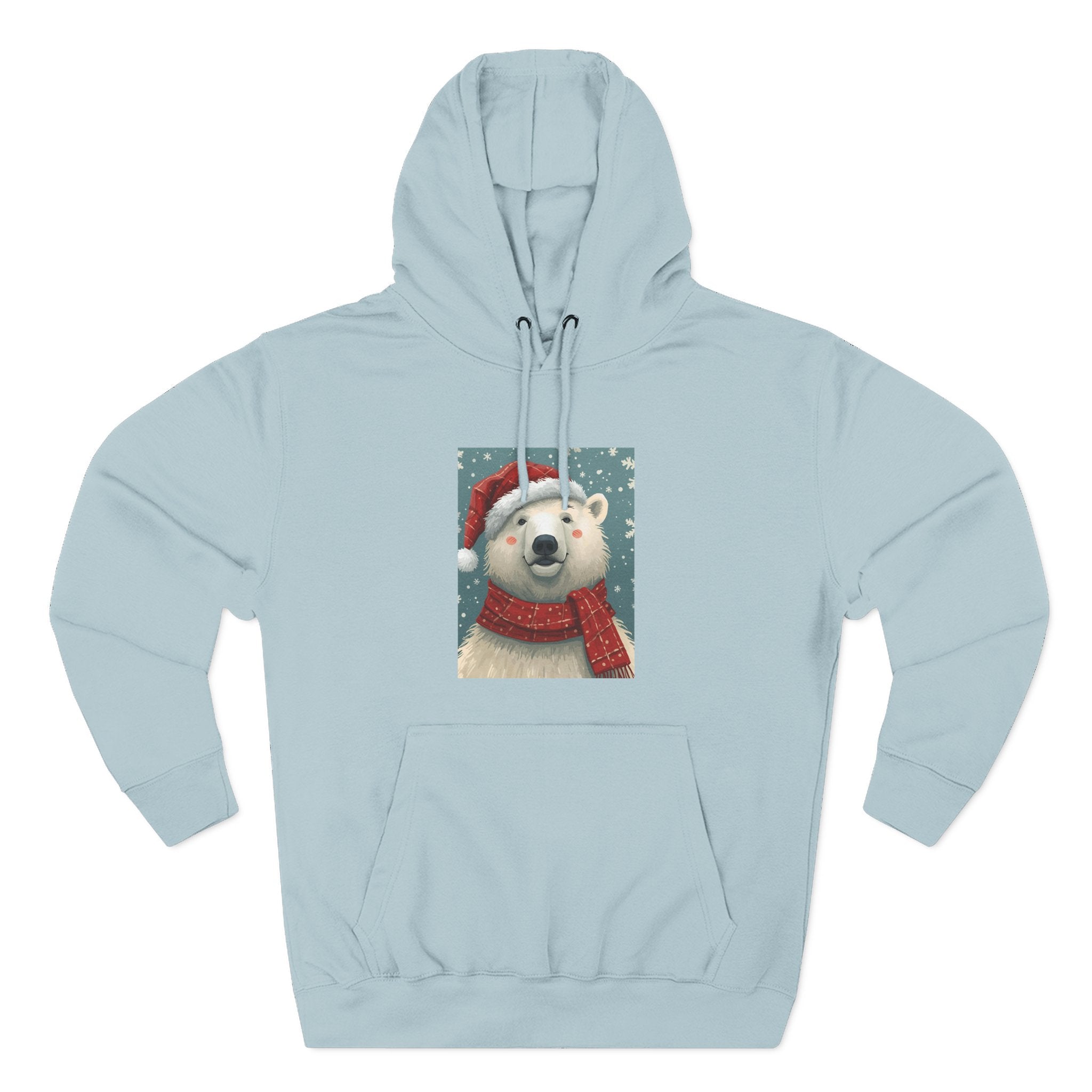 Cozy Polar Bear Holiday Hoodie, Winter Fleece Sweatshirt, Christmas Gift, Cute Animal Hoodie, Festive Apparel, Seasonal Wear