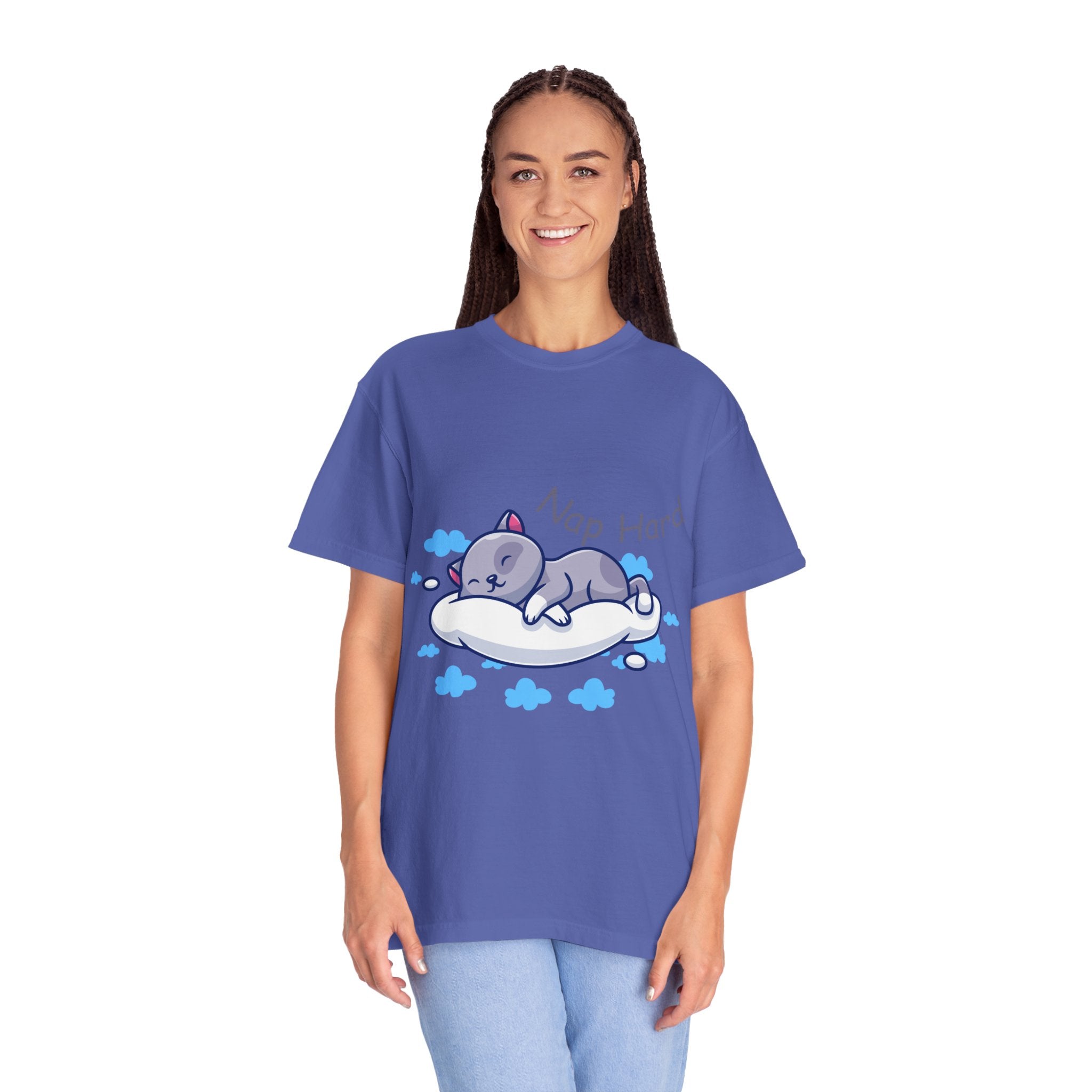 Cat Nap Graphic T-shirt, Cute Cat Tee, Relaxed Fit Apparel, Gift for Cat Lovers, Cozy Lounge Wear, Funny Pet Humor Top