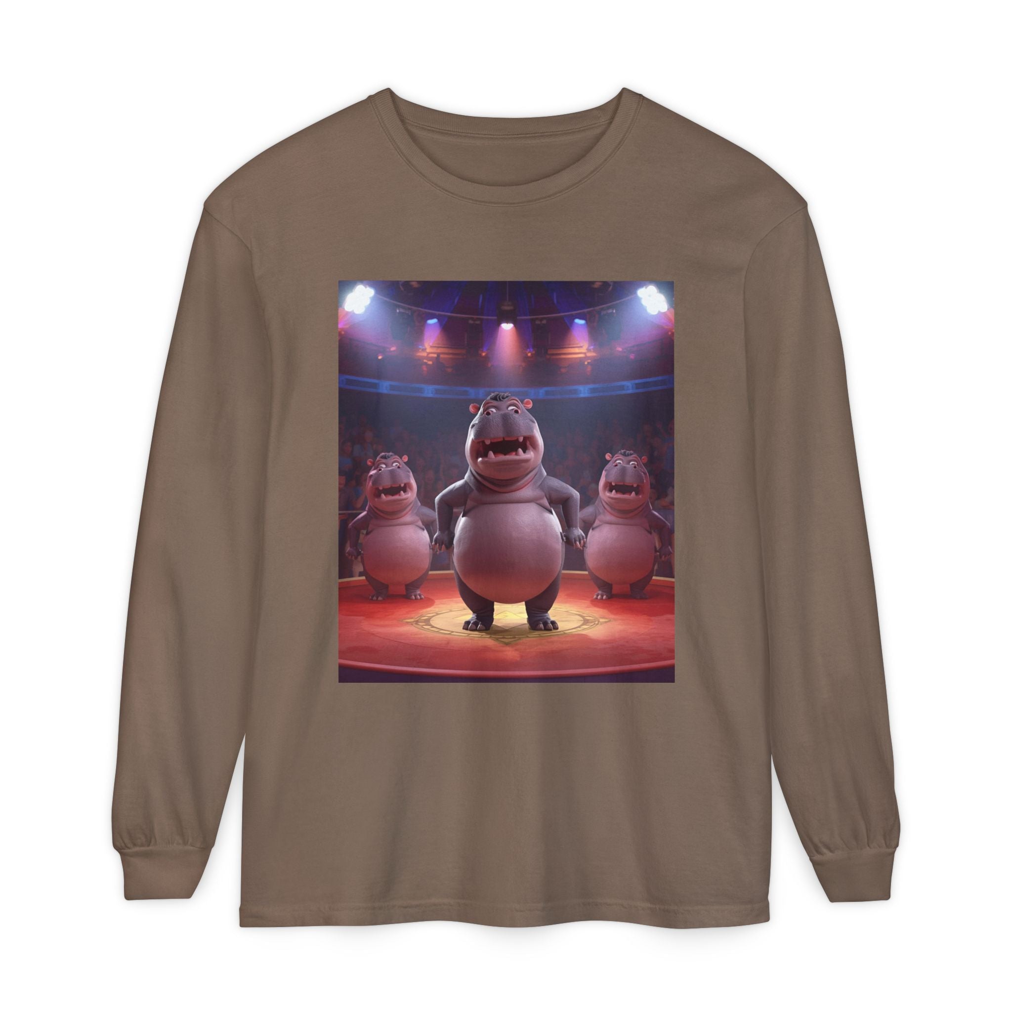 Hippo Funny Unisex Garment-dyed Long Sleeve T-Shirt