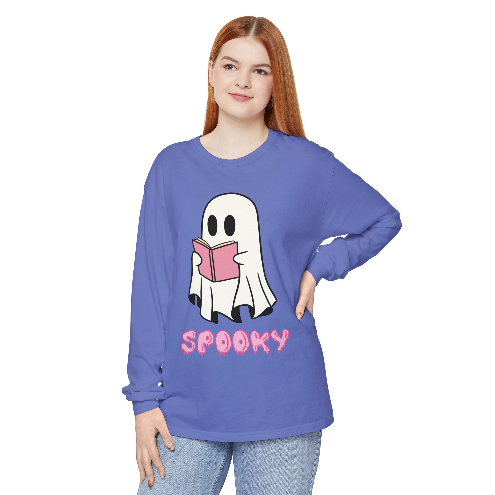 Spooky Ghost Long Sleeve T-Shirt, Halloween Shirt, Unisex Tee, Cozy Casual Apparel, Ghost Reading Book Design, Perfect for Fall [...]