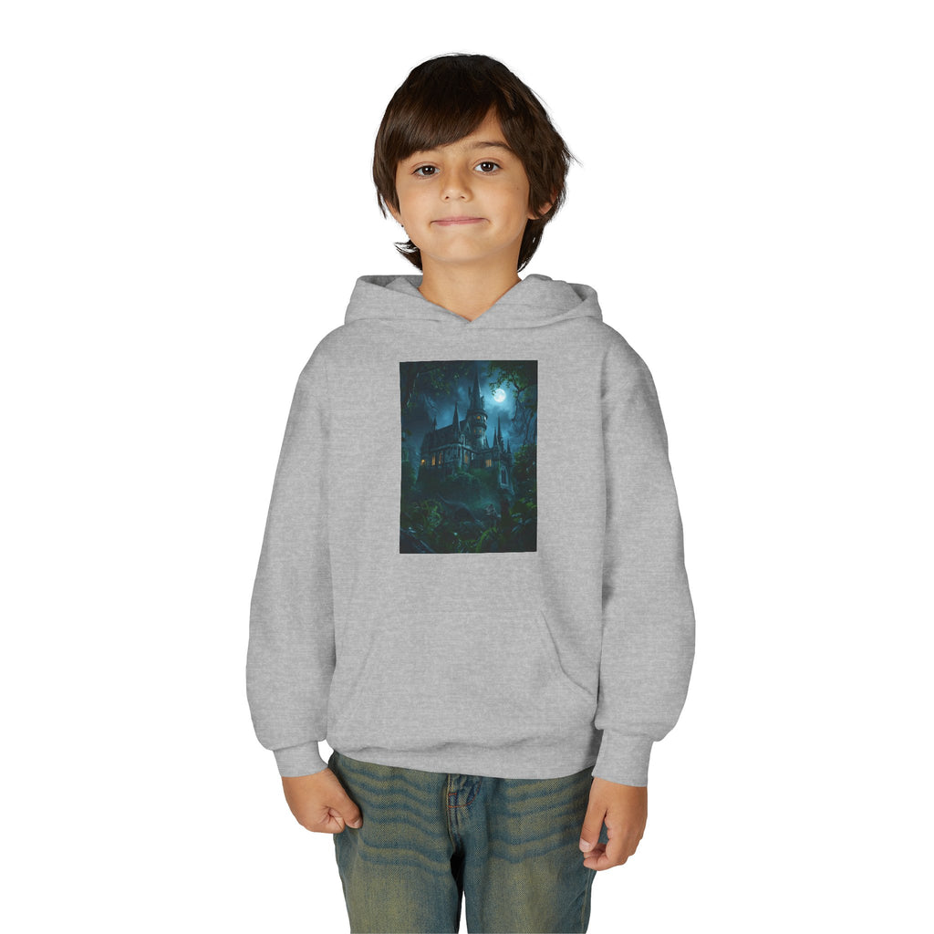 Mystical Night Scene Youth Hoodie | Perfect for Halloween, Cozy Days, Gifts for Kids, Adventure Apparel
