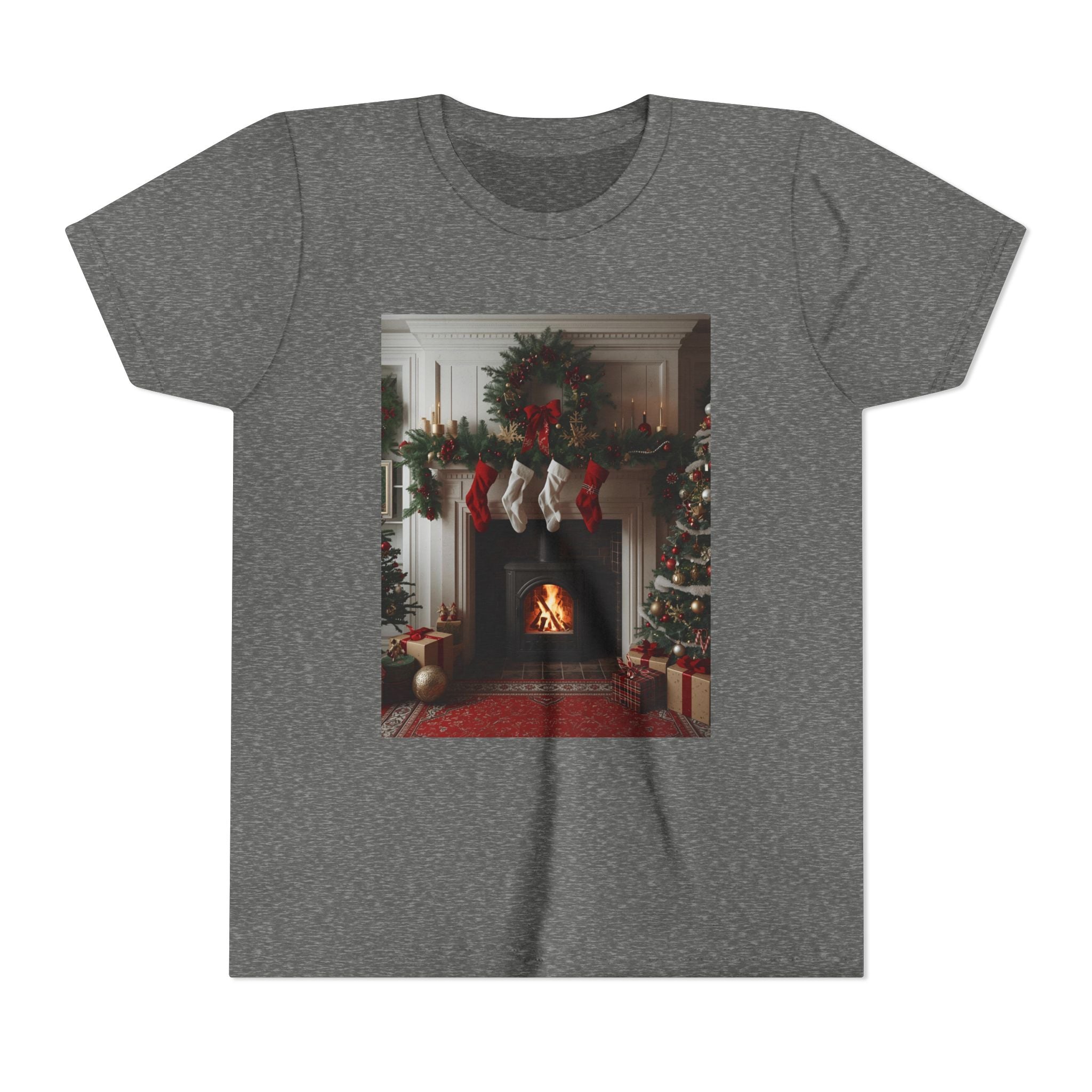 Cozy Christmas Youth Tee, Holiday Gift for Kids, Festive Short Sleeve Shirt, Winter Wear, Family Photos, Christmas Apparel