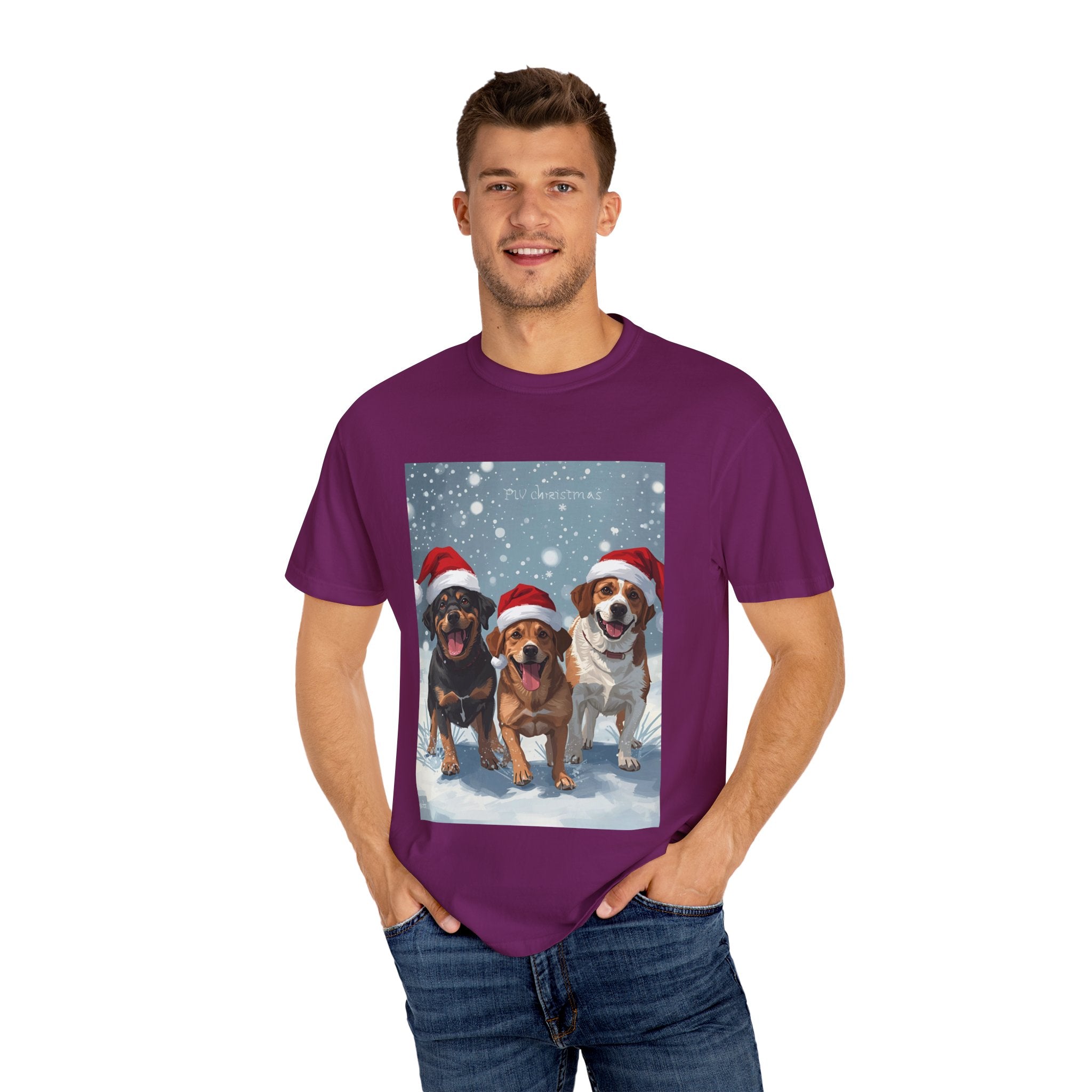 Cute Festive Dog Christmas T-Shirt, Unisex Holiday Tee, Cute Pet Lover Shirt, Christmas Apparel, Dog-Themed Gift, Winter Wear, Fun Family Outfit