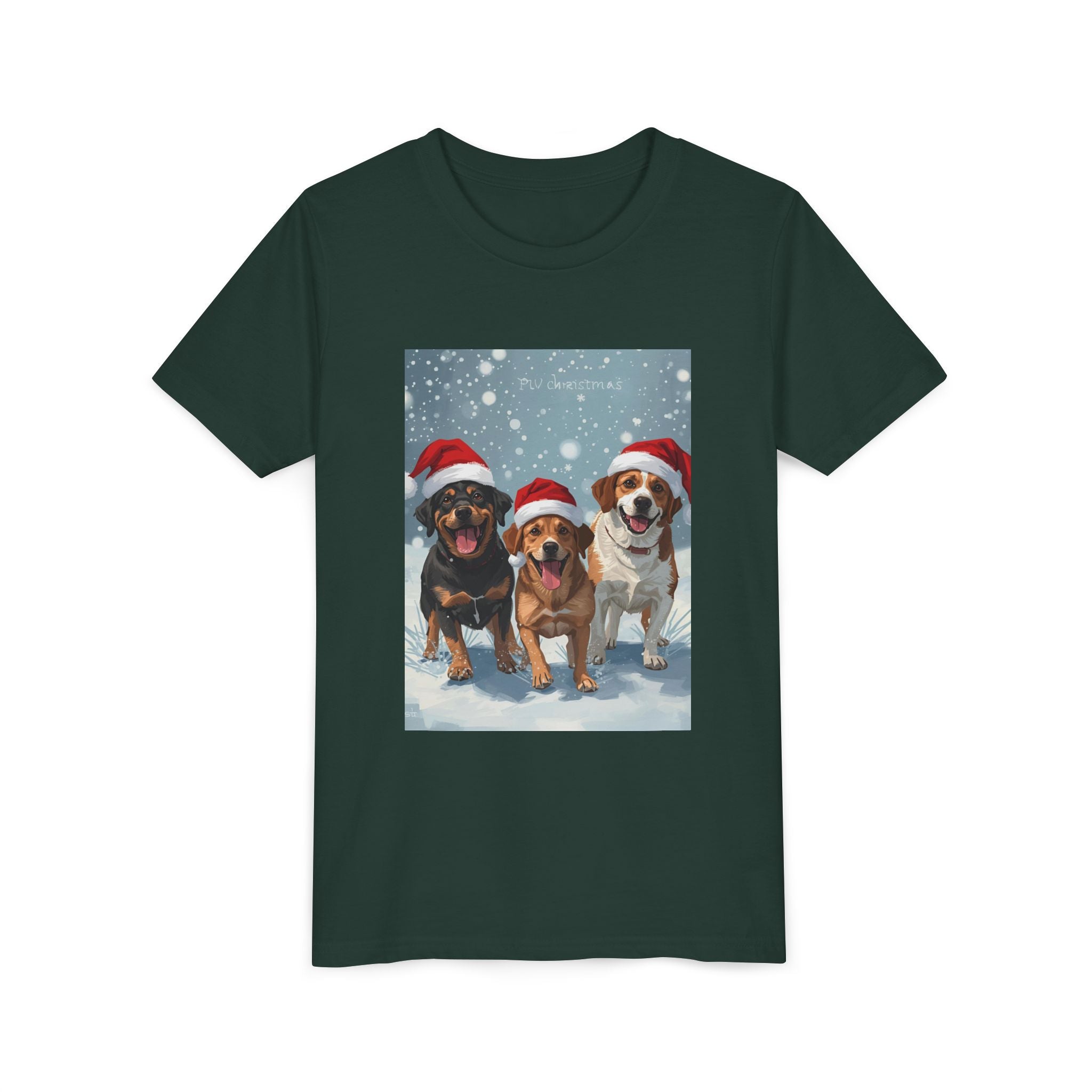 Cute Christmas Dogs Youth Short Sleeve Tee