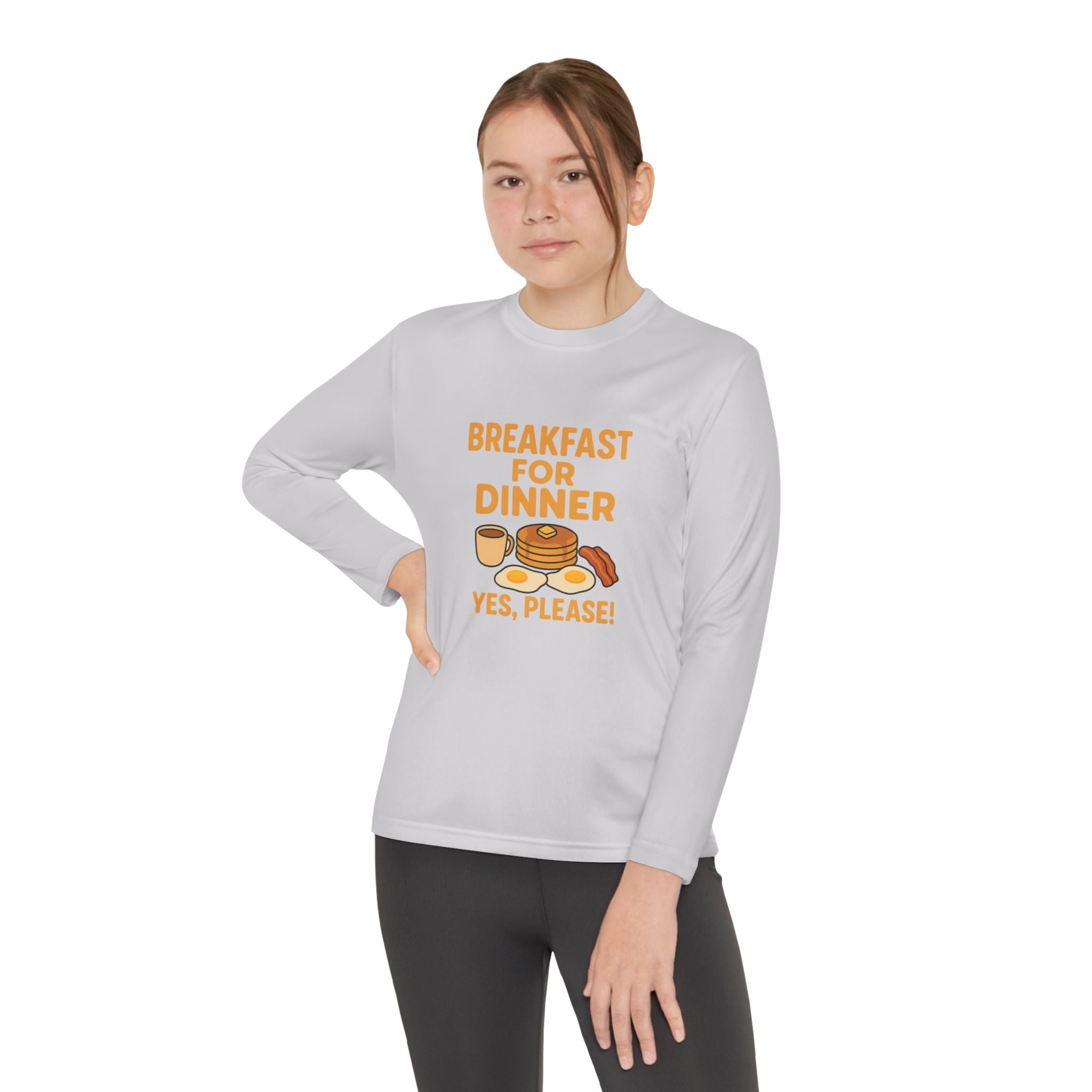 Breakfast For Dinner Youth Long Sleeve Competitor Tee