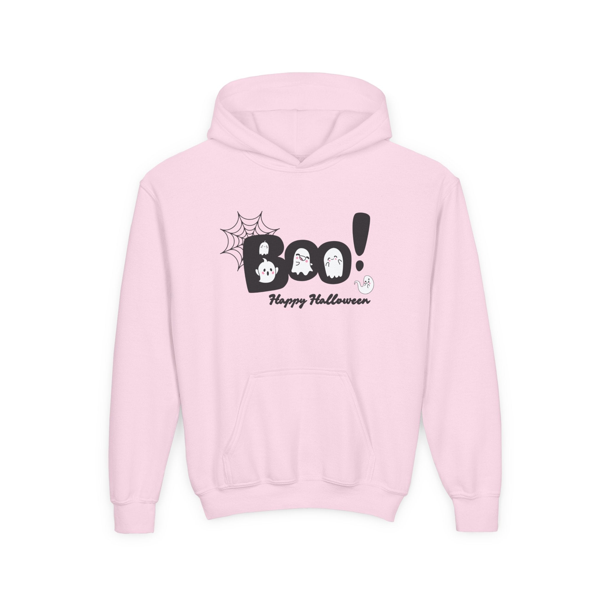 Halloween Boo! Youth Hoodie, Kids Sweatshirt, Fall Apparel, Spooky Costume, Trick or Treat Gift, October Celebration