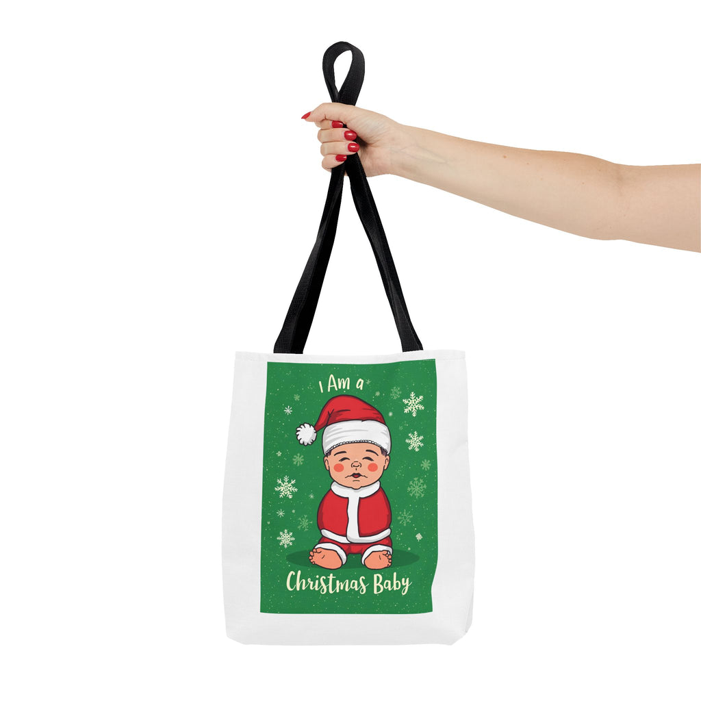 Christmas Baby Tote Bag, Holiday Gift Bag, Santa Baby Shopper, Festive Reusable Tote, Cute Christmas Tote for Kids