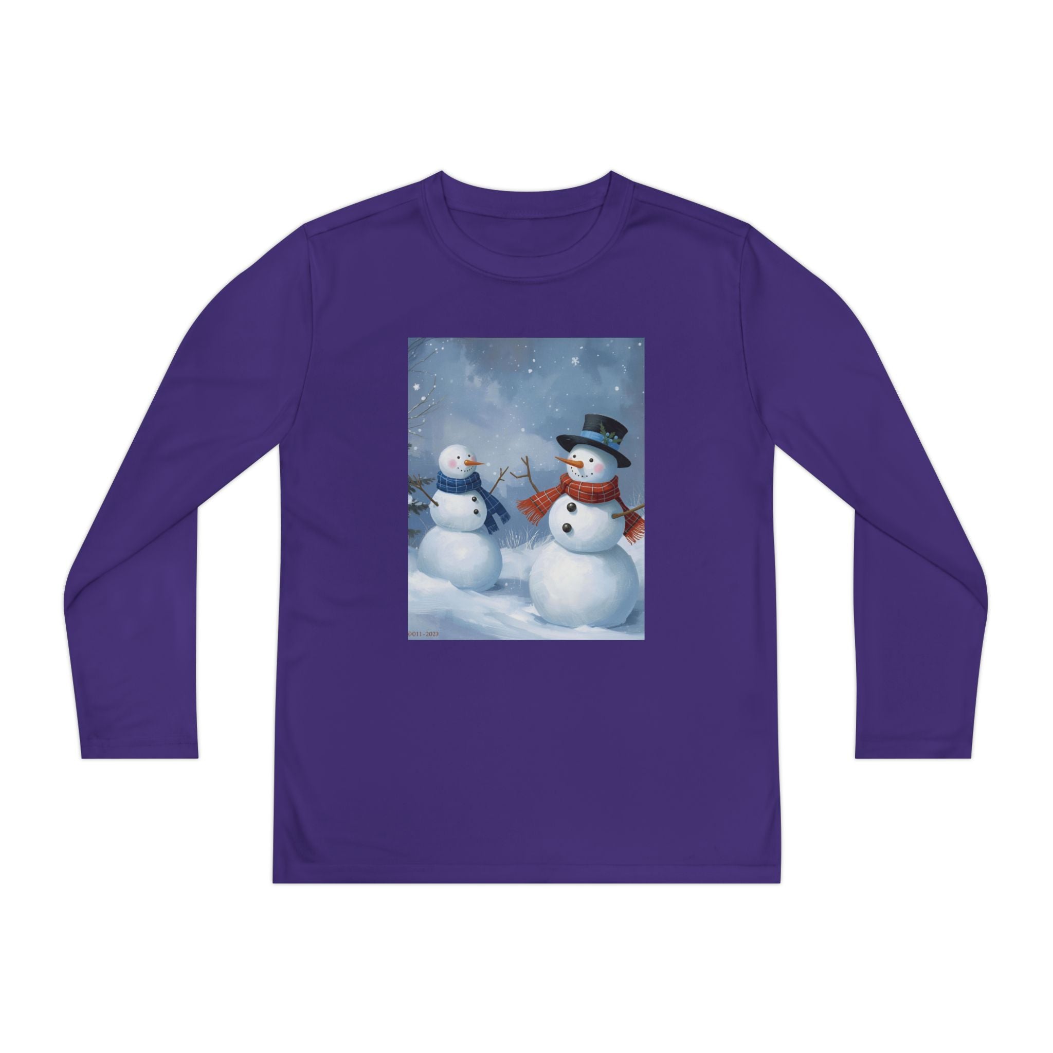 Christmas Snowman Family Youth Long Sleeve Competitor Tee