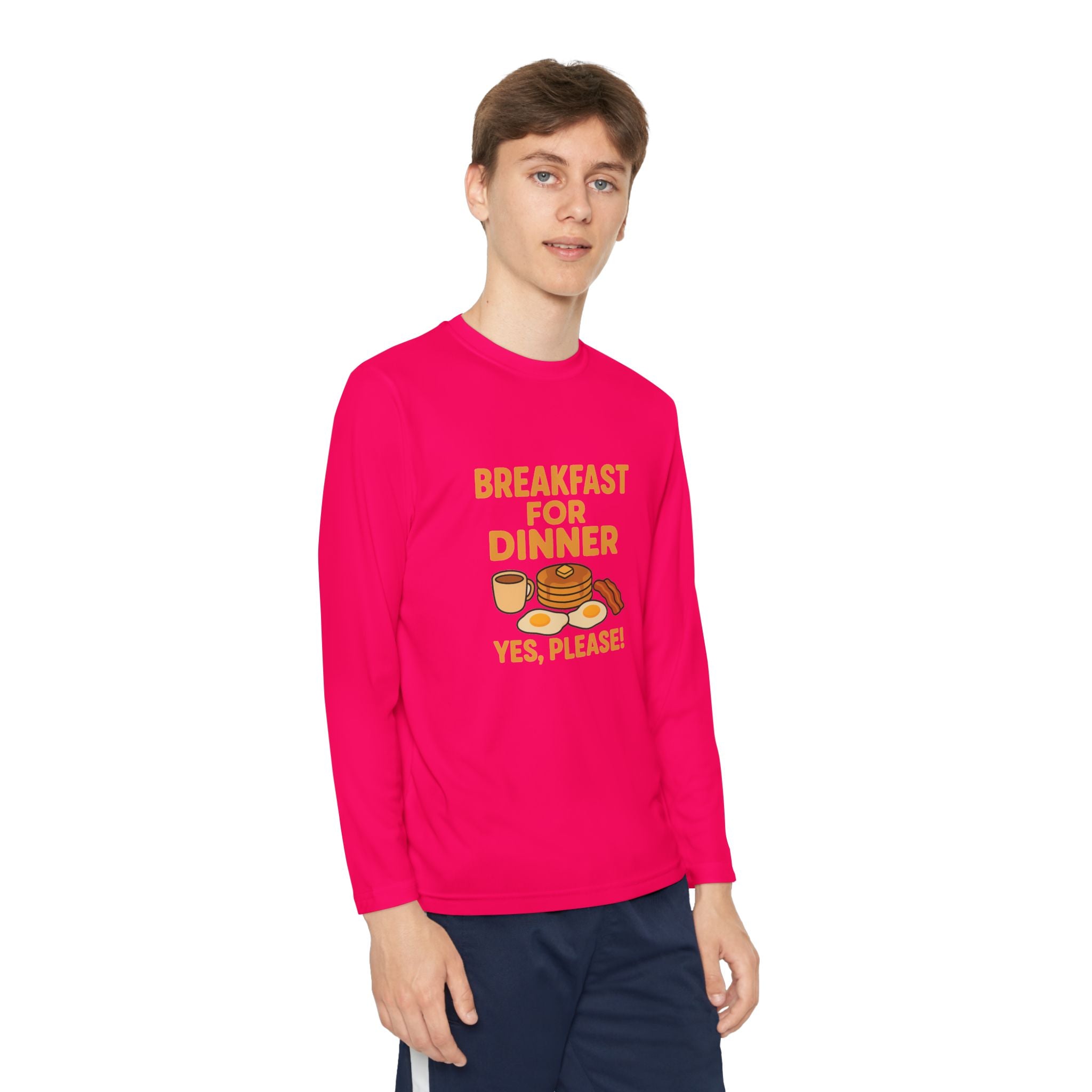 Breakfast For Dinner Youth Long Sleeve Competitor Tee