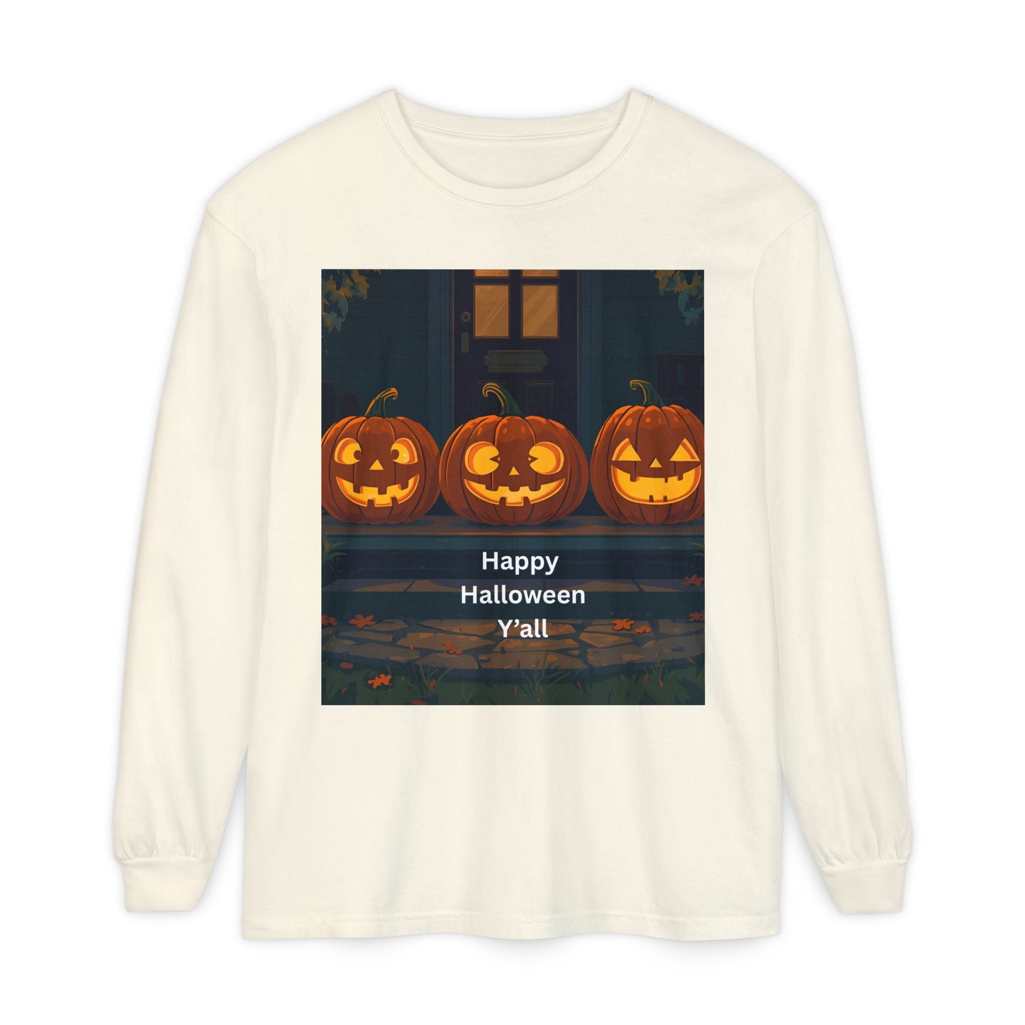 Halloween Pumpkin Long Sleeve T-Shirt, Fall Apparel, Comfortable Shirt, Unisex Halloween Tee, Seasonal Gift, Spooky Vibes