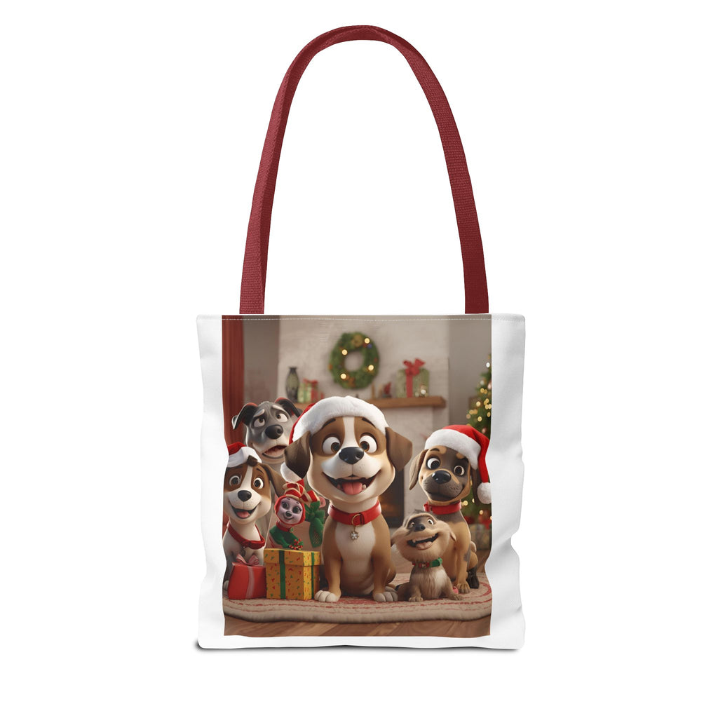Cute Christmas Festive Dog Lovers Tote Bag, Cute Christmas Gift for Animal Lovers, Holiday Shopping, Pet Owner Accessory, Reusable Bag