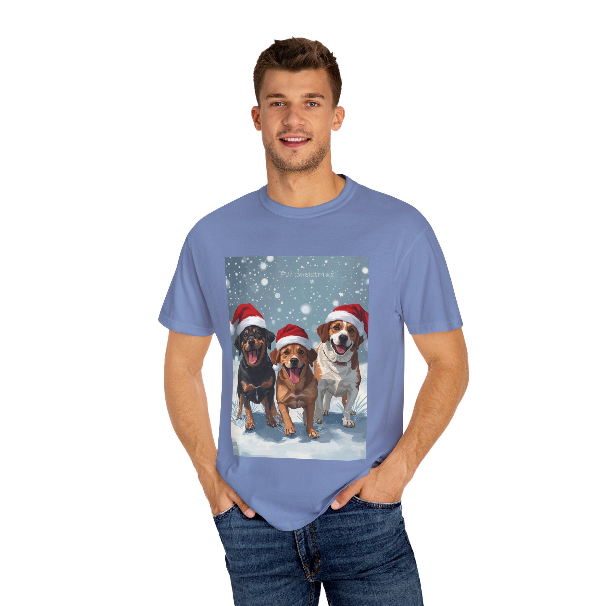 Cute Festive Dog Christmas T-Shirt, Unisex Holiday Tee, Cute Pet Lover Shirt, Christmas Apparel, Dog-Themed Gift, Winter Wear, Fun Family Outfit