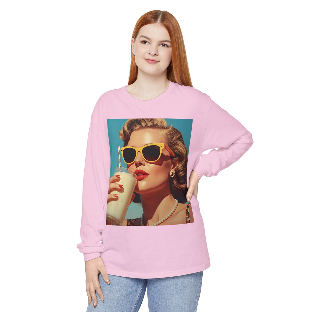 Retro Pop Art Long Sleeve T-Shirt, Vintage Graphic Tee, Fashion Top, Summer Style shirt, Gift for Art Lovers, Casual Wear