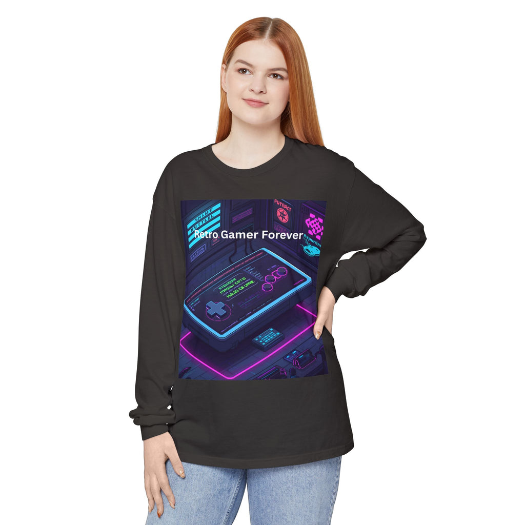 Retro Game Controller Unisex Garment-dyed Long Sleeve T-Shirt
