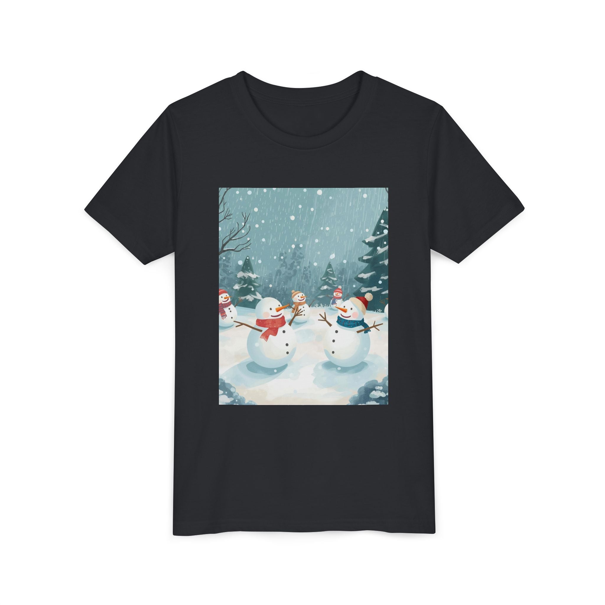 Festive Christmas Snowman Youth Short Sleeve Tee