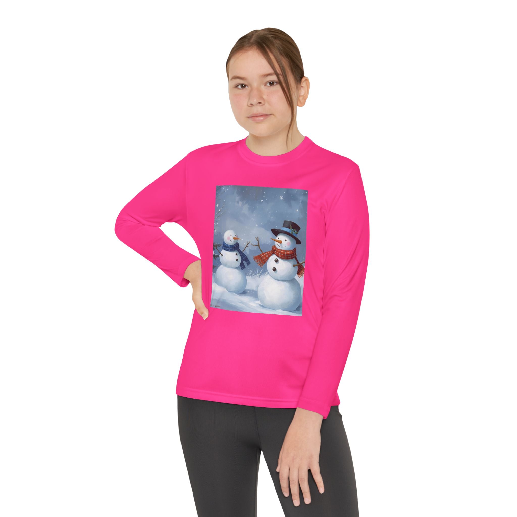 Christmas Snowman Family Youth Long Sleeve Competitor Tee