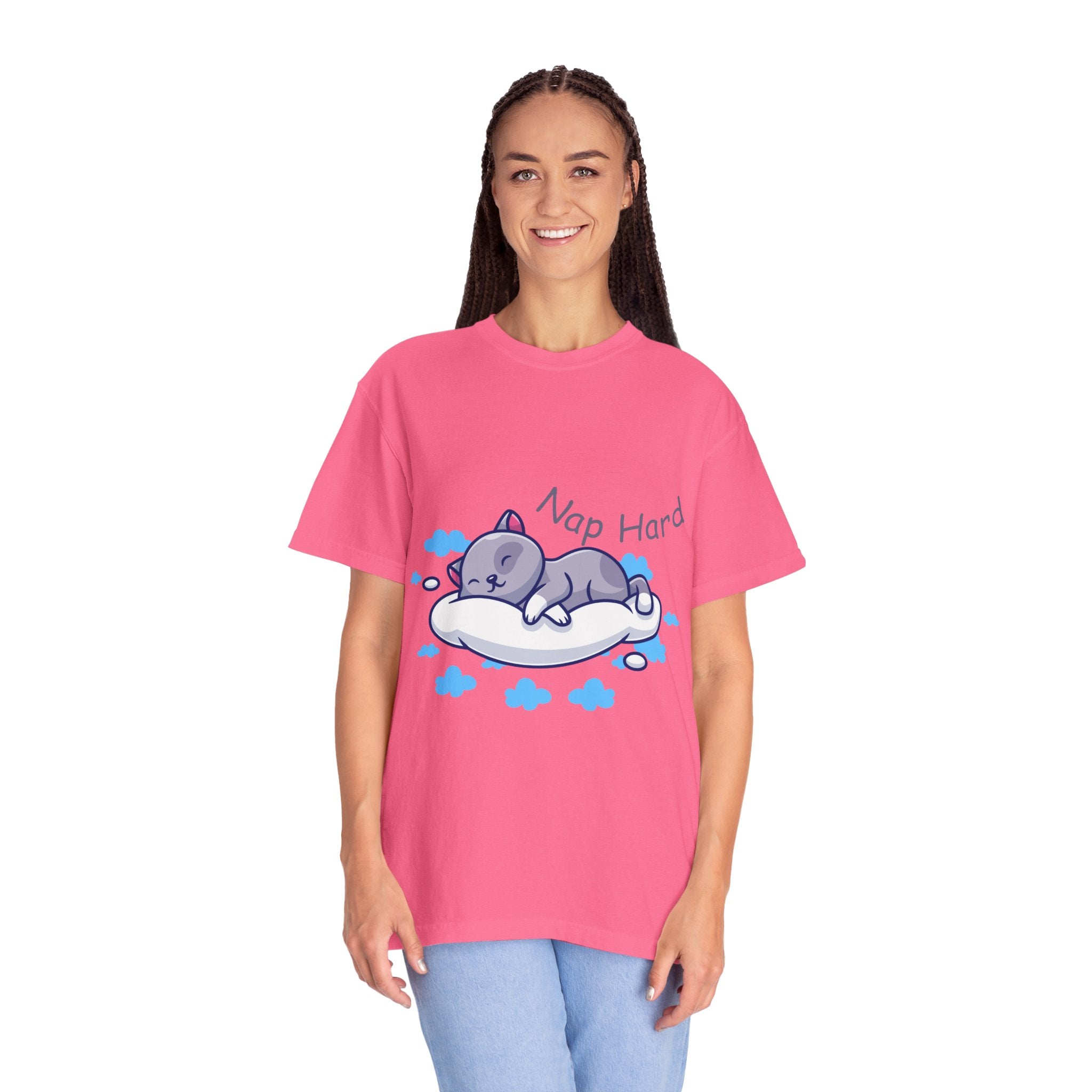 Cat Nap Graphic T-shirt, Cute Cat Tee, Relaxed Fit Apparel, Gift for Cat Lovers, Cozy Lounge Wear, Funny Pet Humor Top