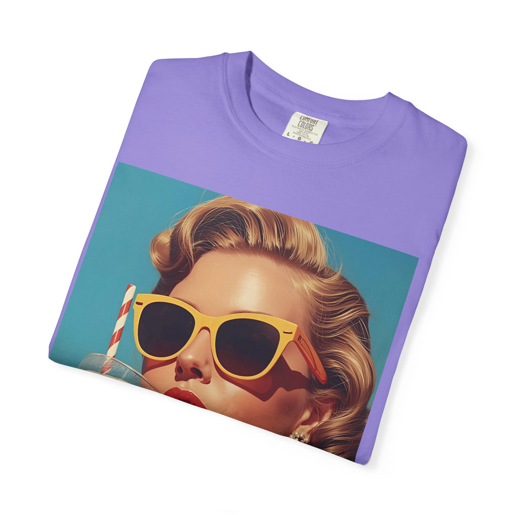 Retro Pop Art Summer Vibe T-shirt | Unisex Garment-Dyed Tee, Vintage Style Shirt, Trendy Summer Wear, Perfect Gift for Her, Casual Everyday Top