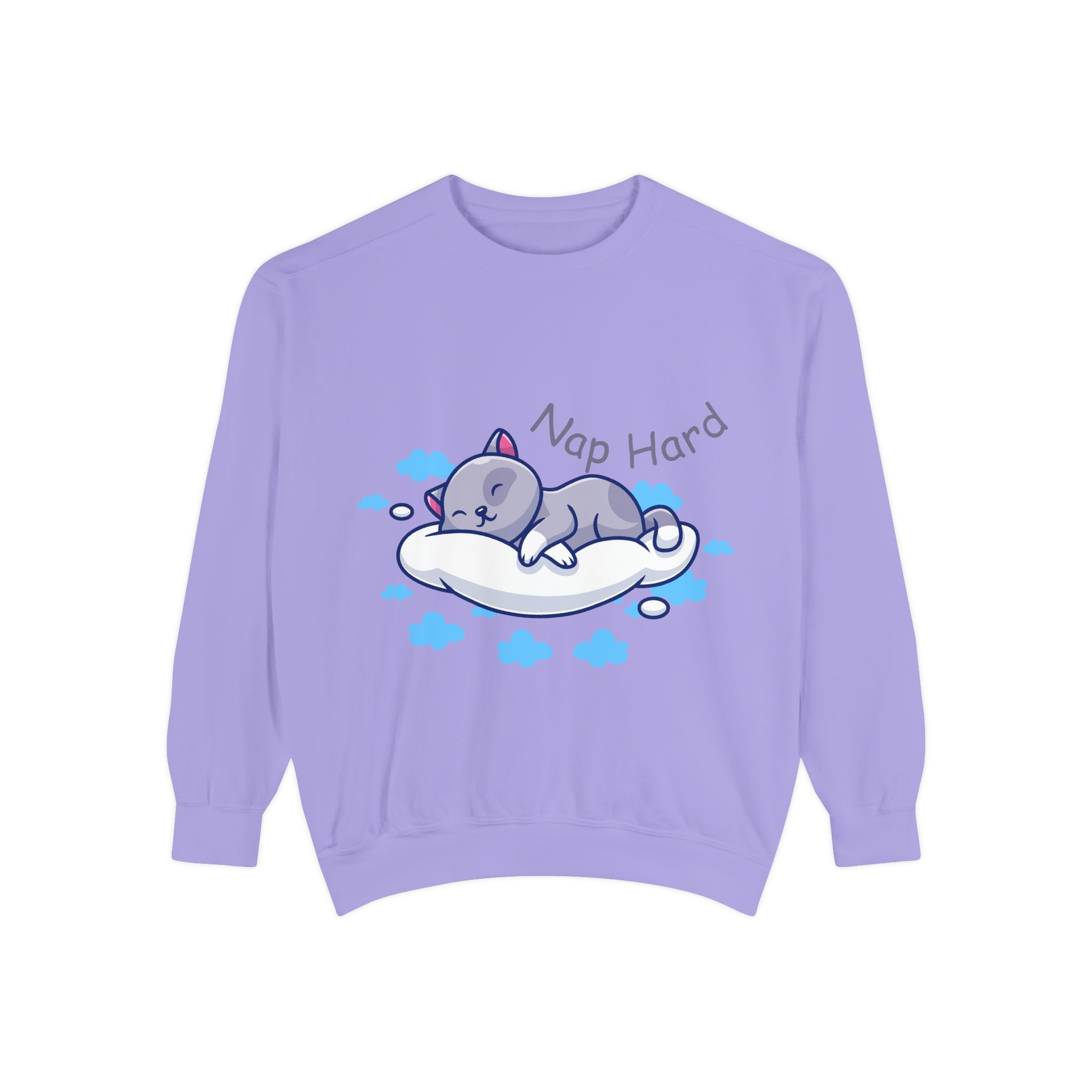 Cozy Cat Nap Hard Unisex Garment-Dyed Sweatshirt