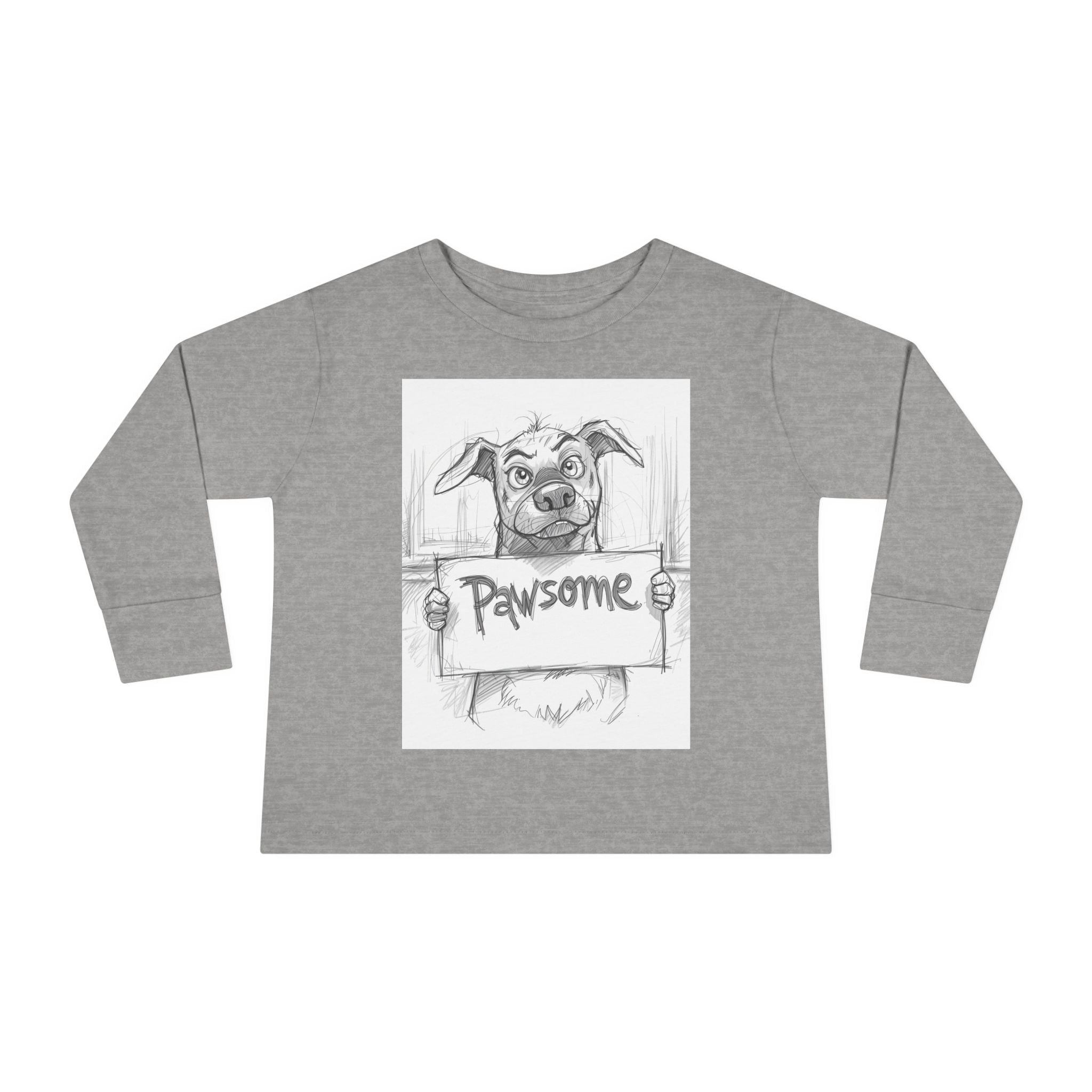Pawsome Toddler Long Sleeve Tee, Cute Dog Shirt, Pet Lovers Gift, Kids Apparel, Funny Animal Tee, Birthday Gift