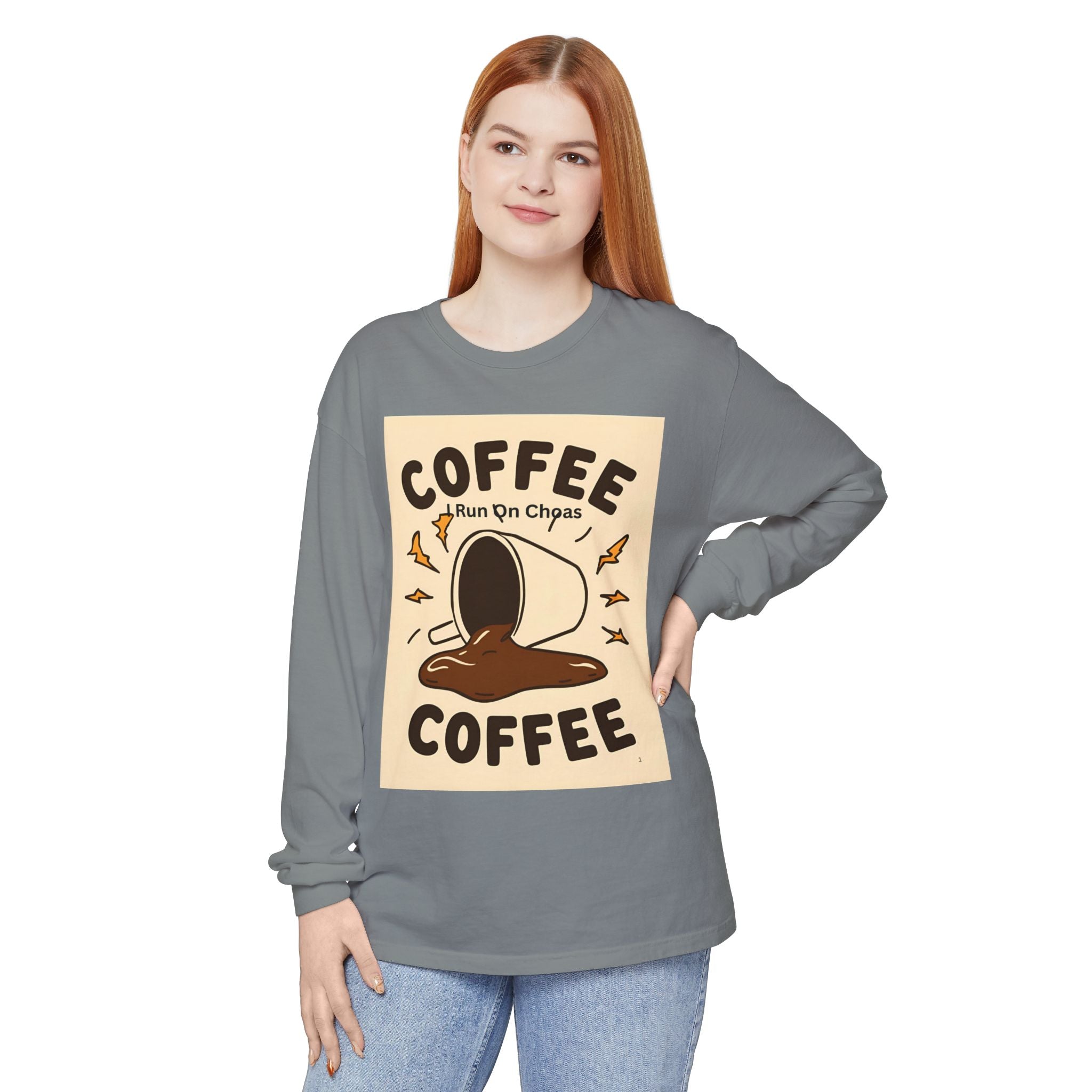 Coffee Coffee Unisex Garment-dyed Long Sleeve T-Shirt