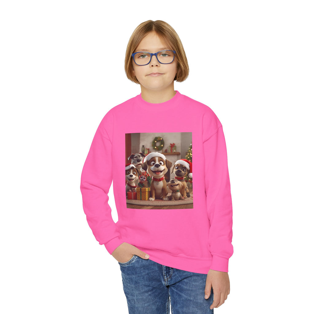 Cute Christmas Festive Dogs Youth Crewneck Sweatshirt