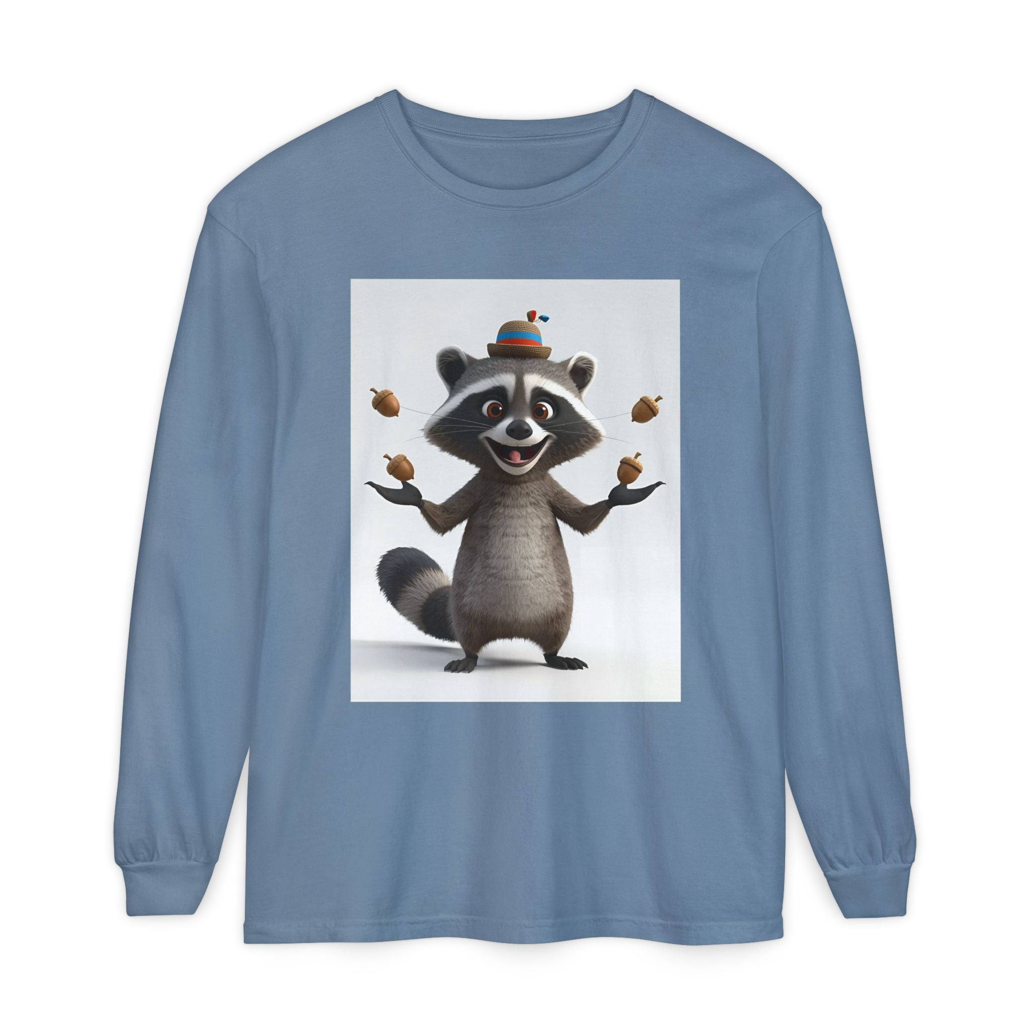 Raccoon Unisex Garment-dyed Long Sleeve T-Shirt