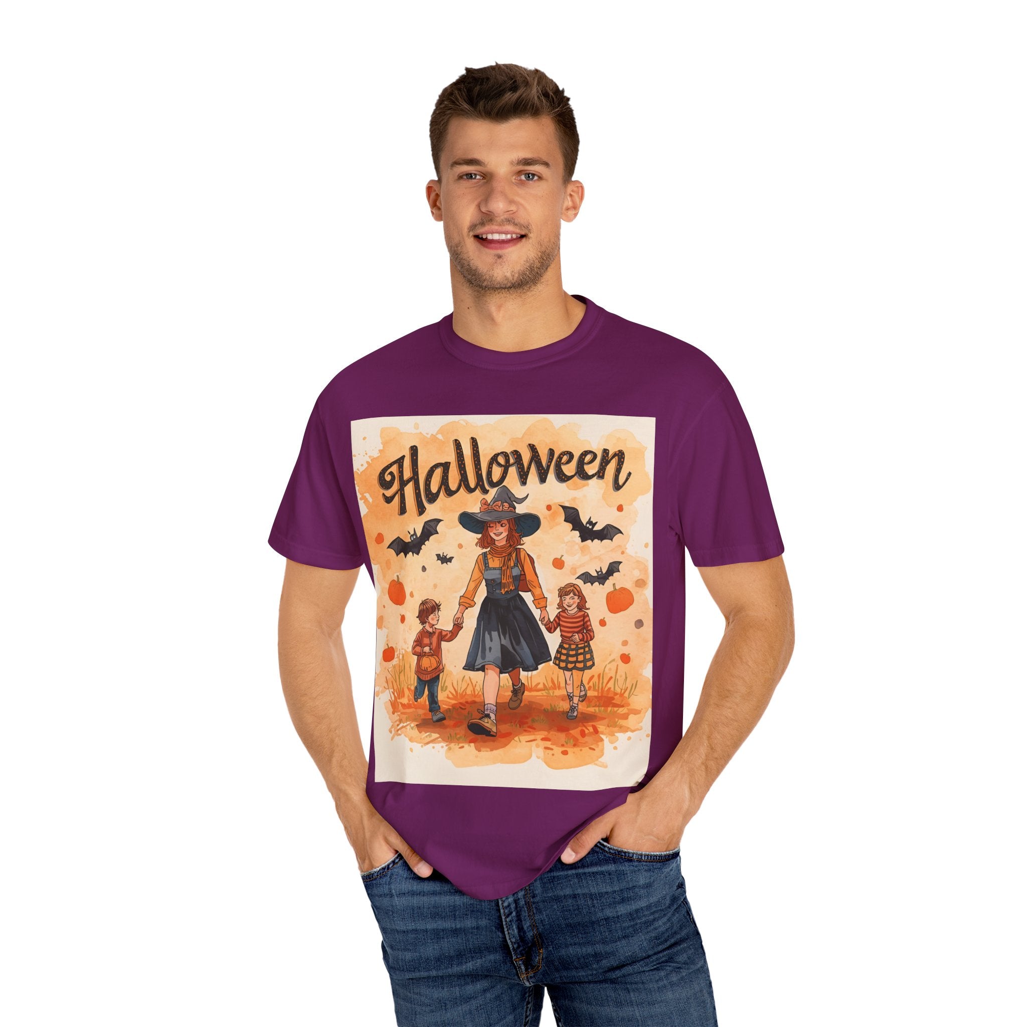 Halloween Themed Mom And Children Unisex T-shirt, Spooky Family Shirt, Fall Apparel, Halloween Costume Tee, Handcrafted Halloween Gift