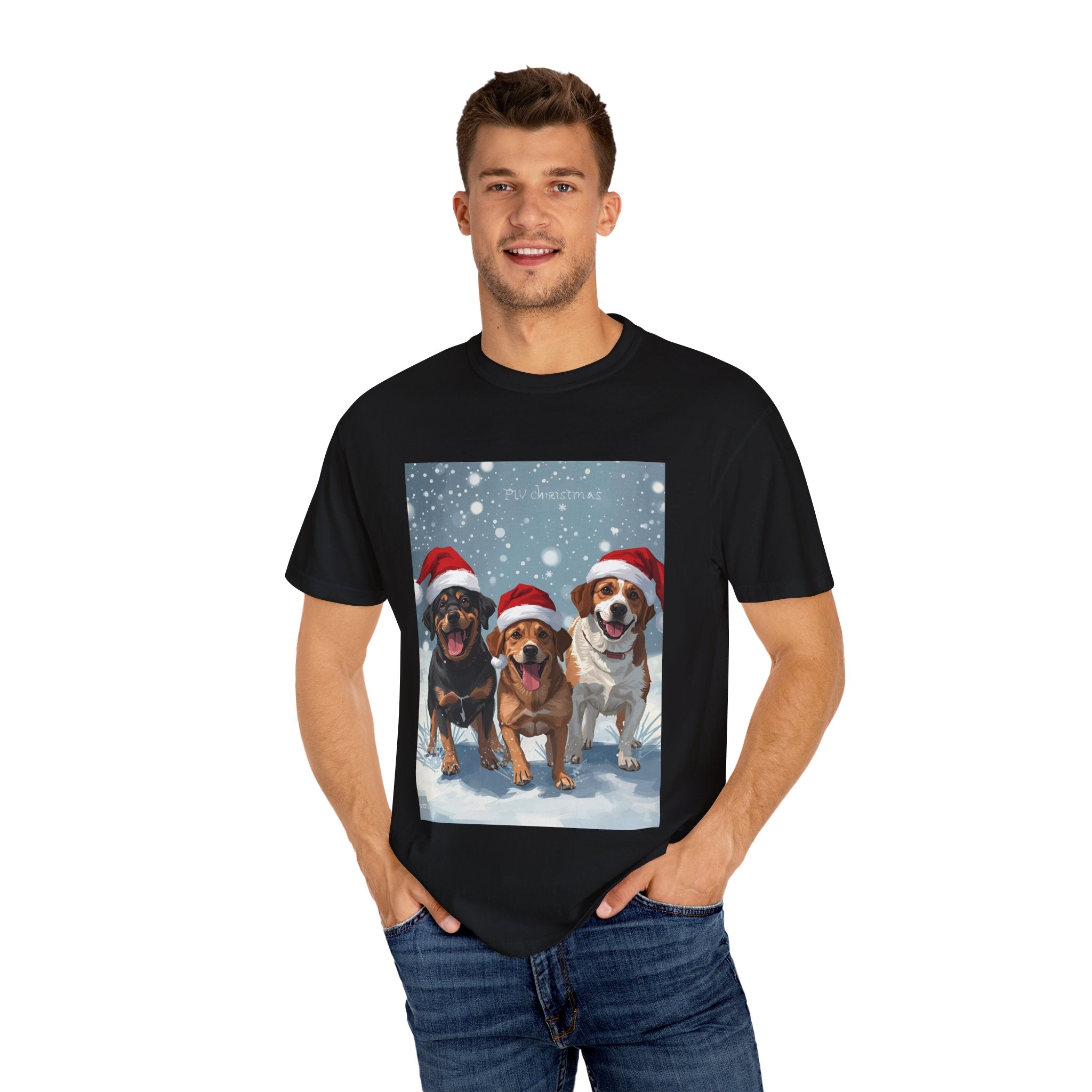 Cute Festive Christmas Dog Lover T-Shirt, Cute Holiday Shirt, Unisex Christmas Apparel, Gift for Pet Owners, Winter Celebration Tee