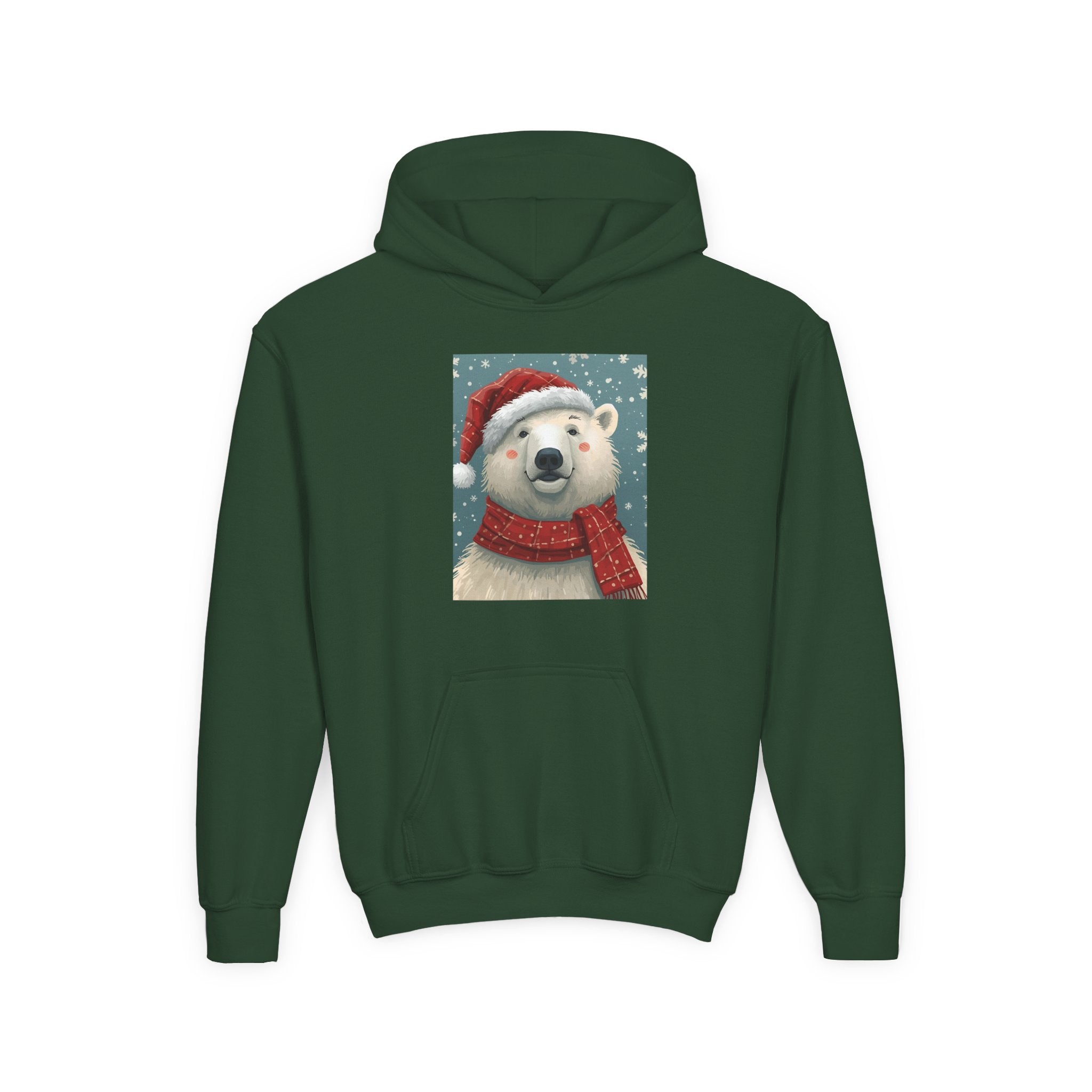 Cozy Polar Bear Christmas Hoodie, Holiday Sweatshirt for Kids, Winter Wear, Gift Idea, Cute Kids Hooded Sweatshirt