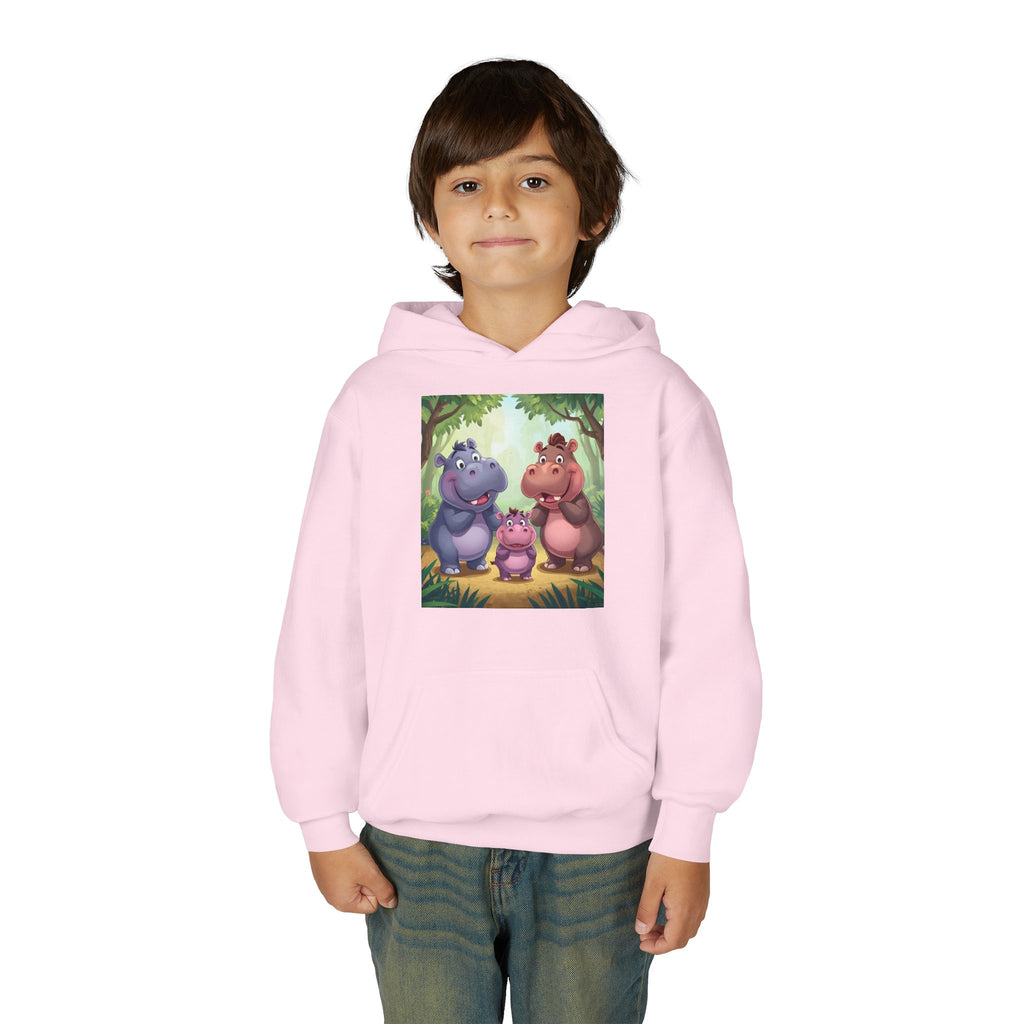 Hippo Cute Youth Heavy Blend Hooded Sweatshirt