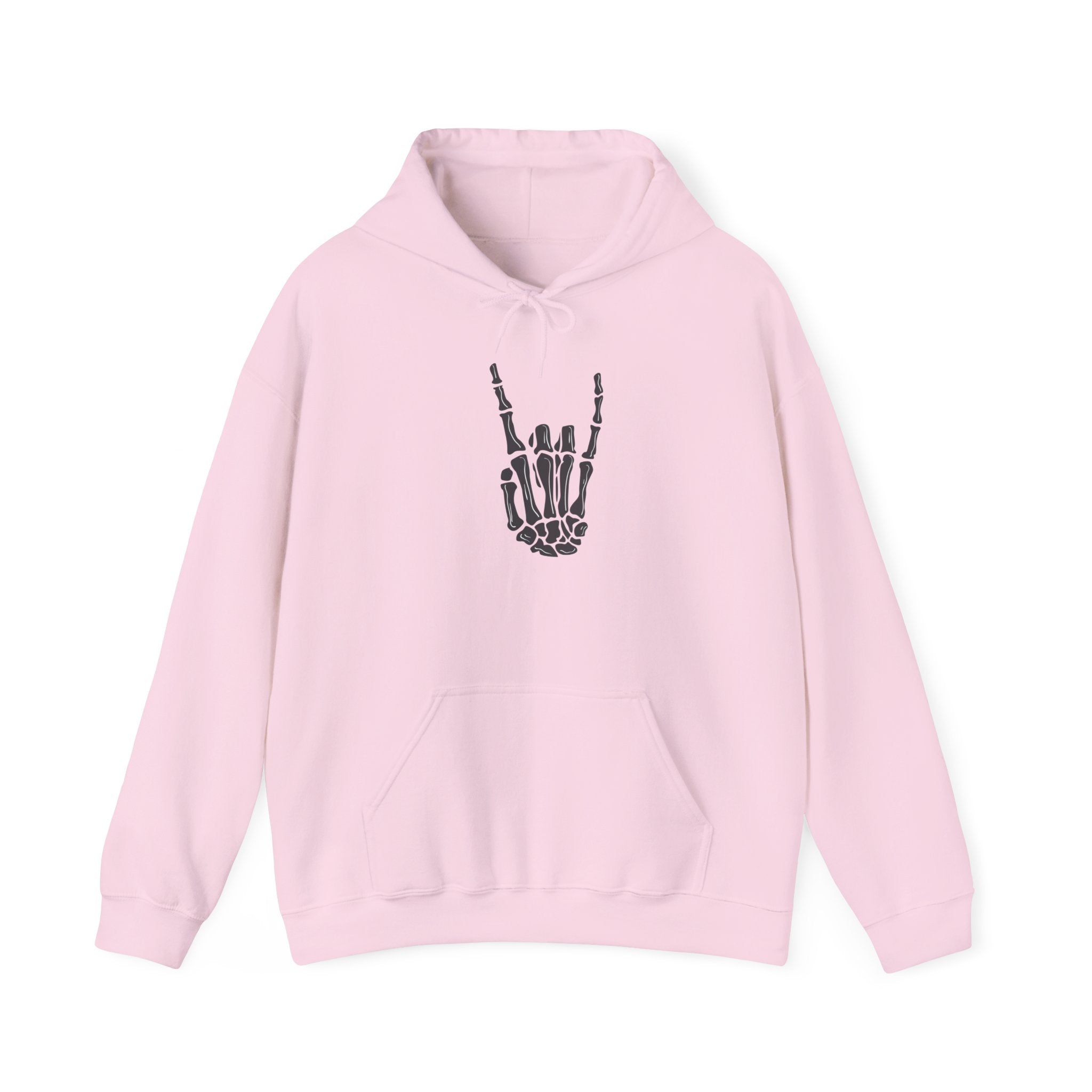 Rock On Skeleton Rock Hand Hoodie | Unisex Heavy Blend Sweatshirt, Music Lover Gift, Halloween Apparel, Cozy Casual Wear, Alternative Fashion
