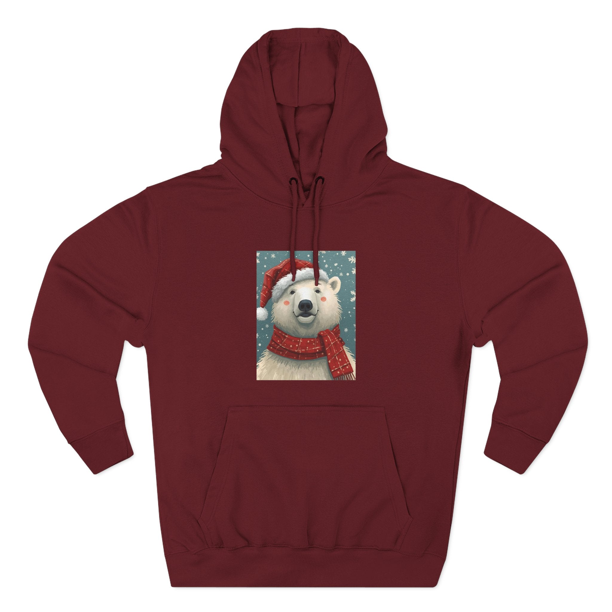 Cozy Polar Bear Holiday Hoodie, Winter Fleece Sweatshirt, Christmas Gift, Cute Animal Hoodie, Festive Apparel, Seasonal Wear