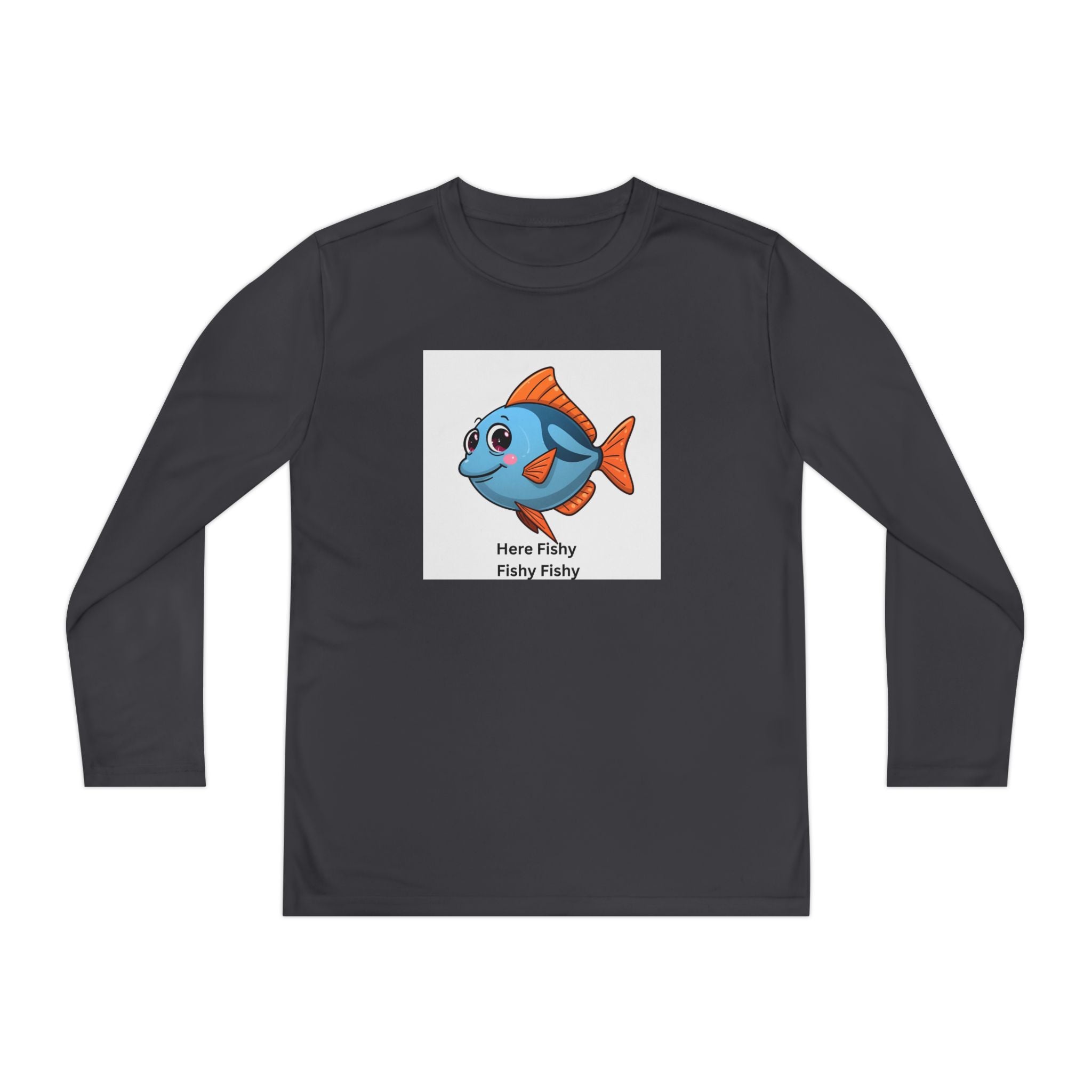 Here Fishy Fishy Fishy Youth Long Sleeve Competitor Tee