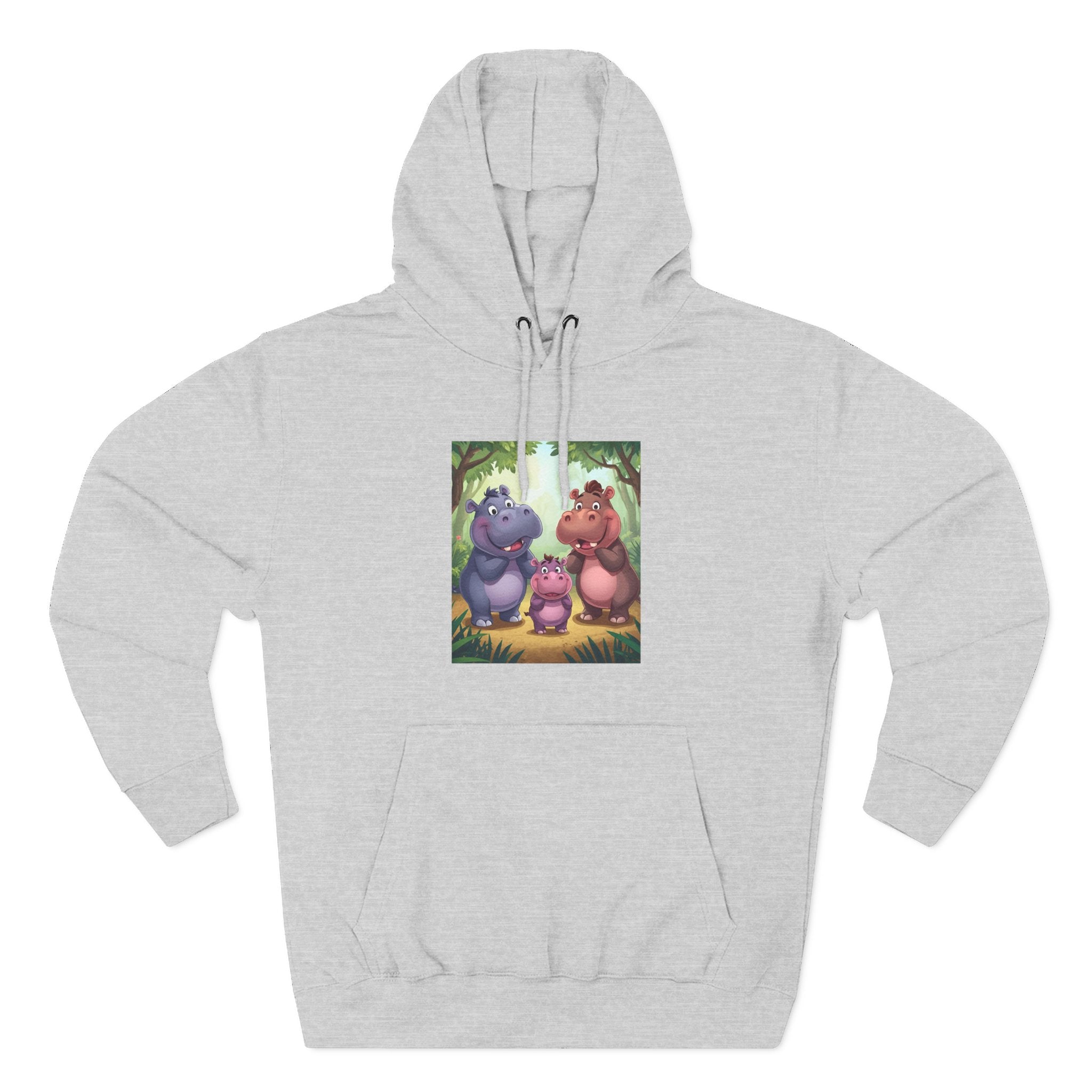 Hippo Cute Three-Panel Fleece Hoodie