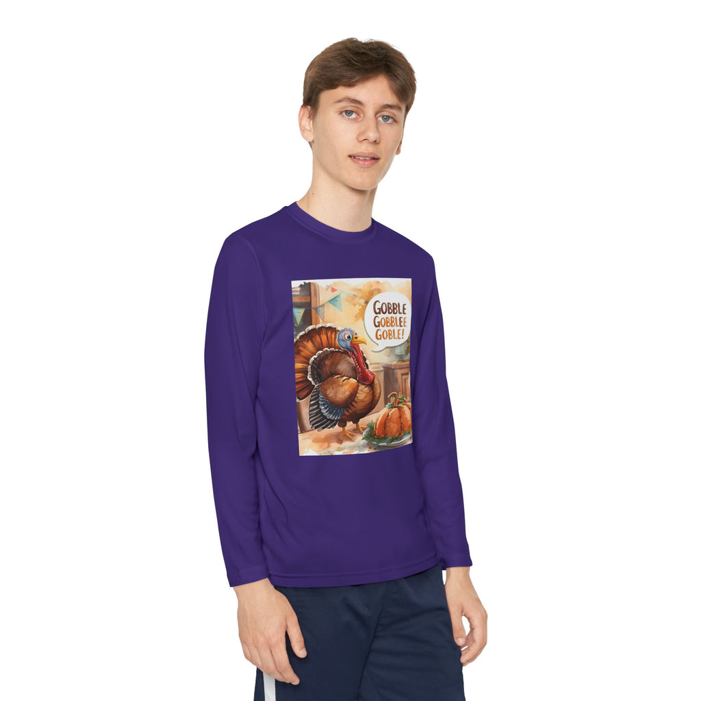 Thanksgiving Turkey Youth Long Sleeve Competitor Tee