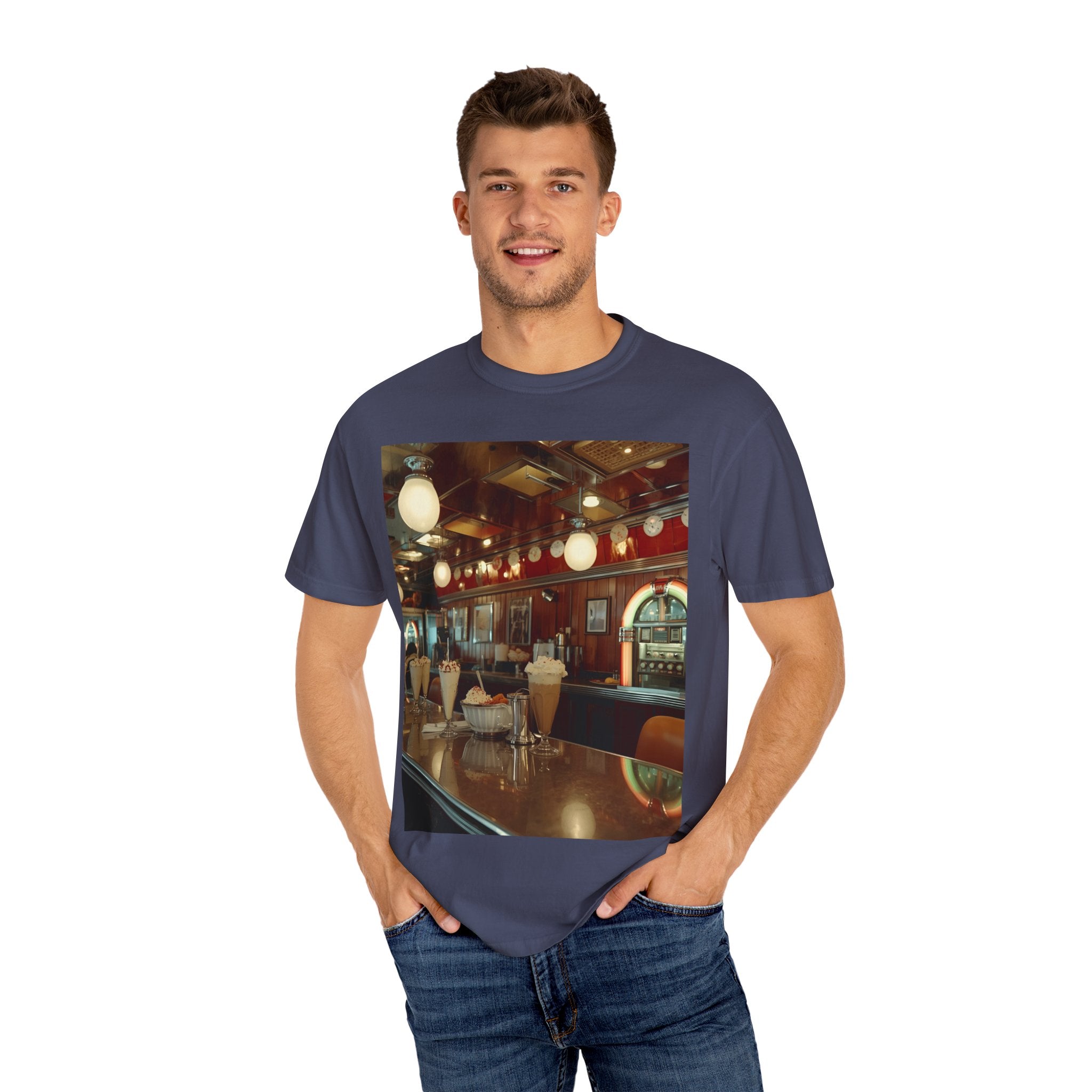 Cozy Cafe Vibe T-Shirt | Unisex Garment-Dyed Tee for Casual Outings, Vintage Style, Ice Cream Lovers, Retro Aesthetic, Everyday Wear
