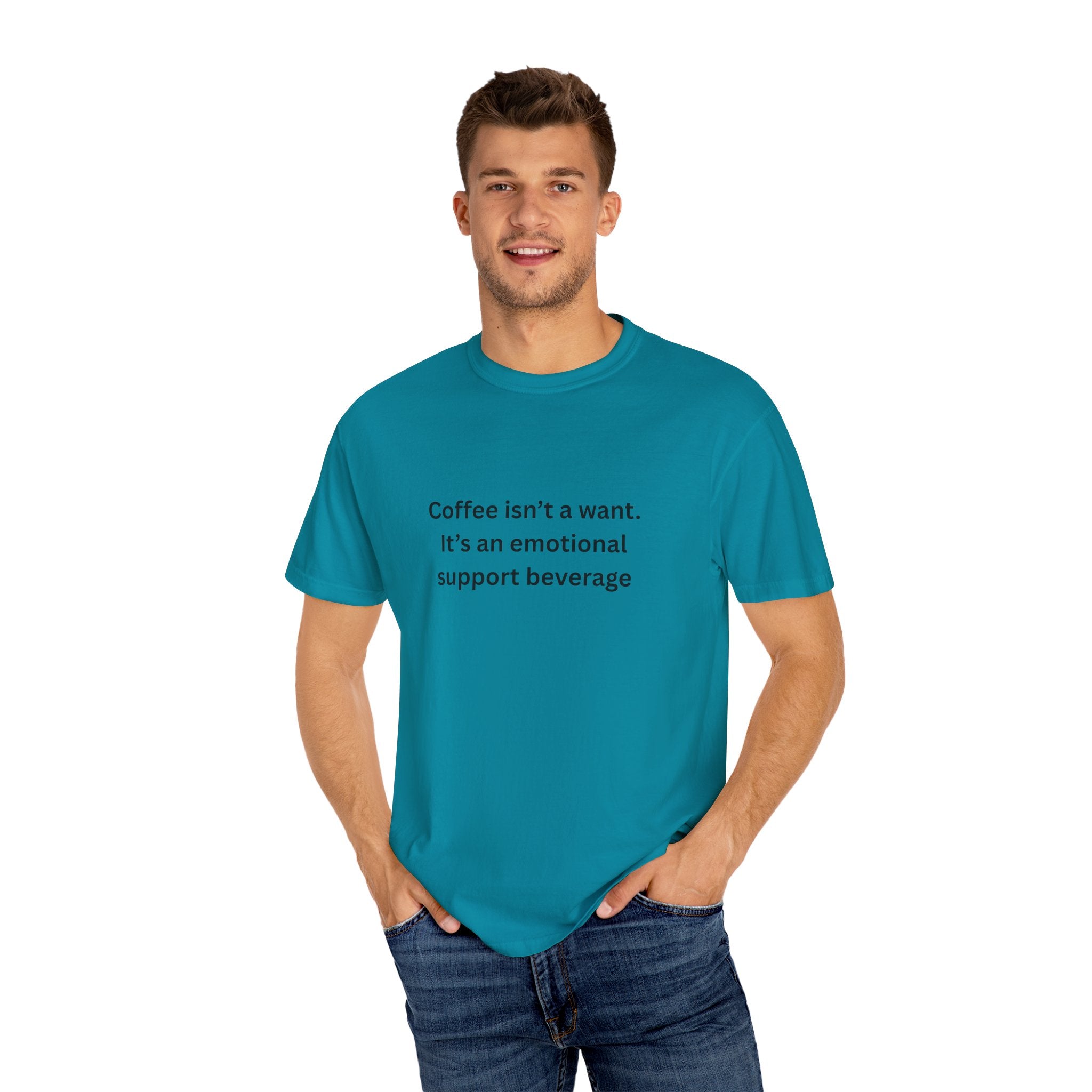 Coffee Support Unisex T-shirt, Emotional Support Beverage Tee, Gift for Coffee Lovers, Casual Wear, Funny Coffee Shirt
