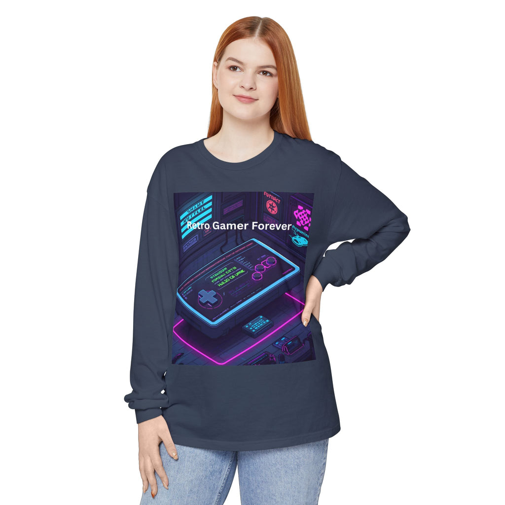 Retro Game Controller Unisex Garment-dyed Long Sleeve T-Shirt