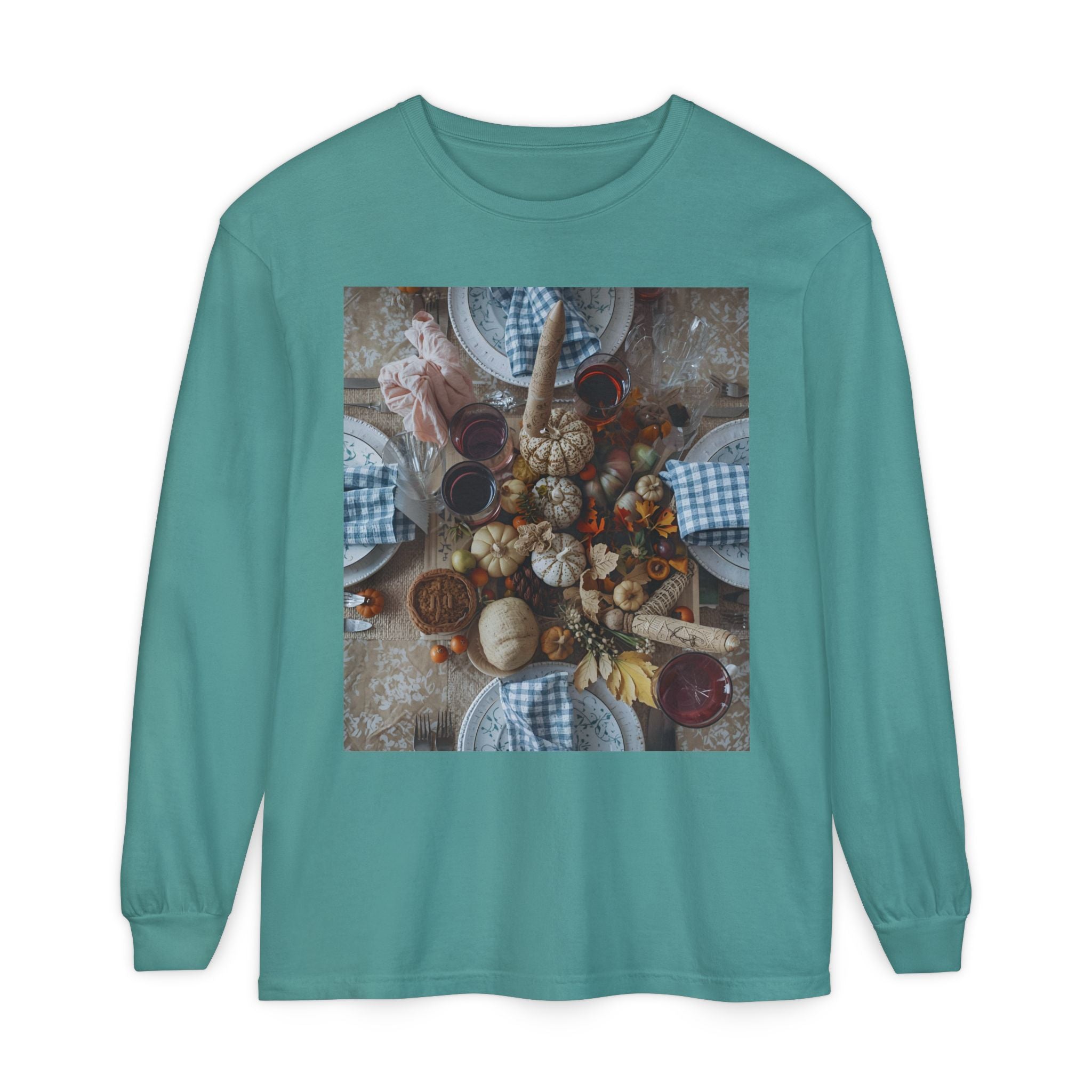 Rustic Gatherings Festive Long Sleeve T-Shirt for Gatherings, Casual Wear, Thanksgiving Shirt, Cozy Gift, Holiday Celebration Tee