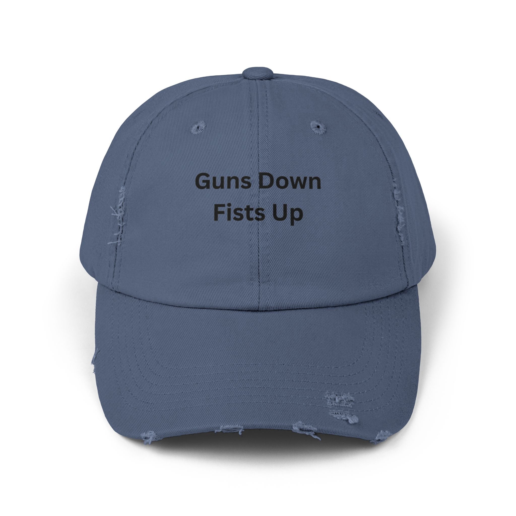 Guns Down Fists Up Unisex Distressed Cap, Casual Hat, Inspirational Headwear, Gift for Friends, Summer Accessories, Everyday Fashion