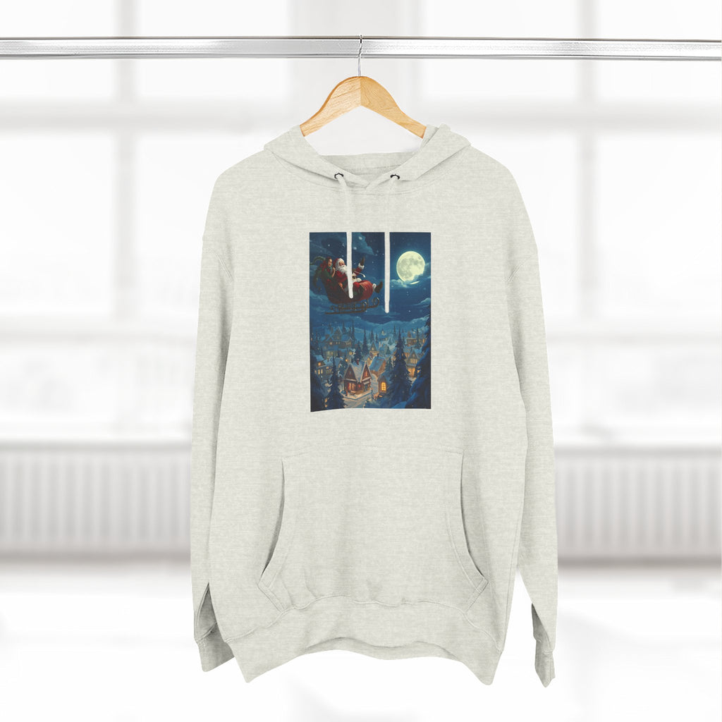 Christmas Santa Sleigh Three-Panel Fleece Hoodie
