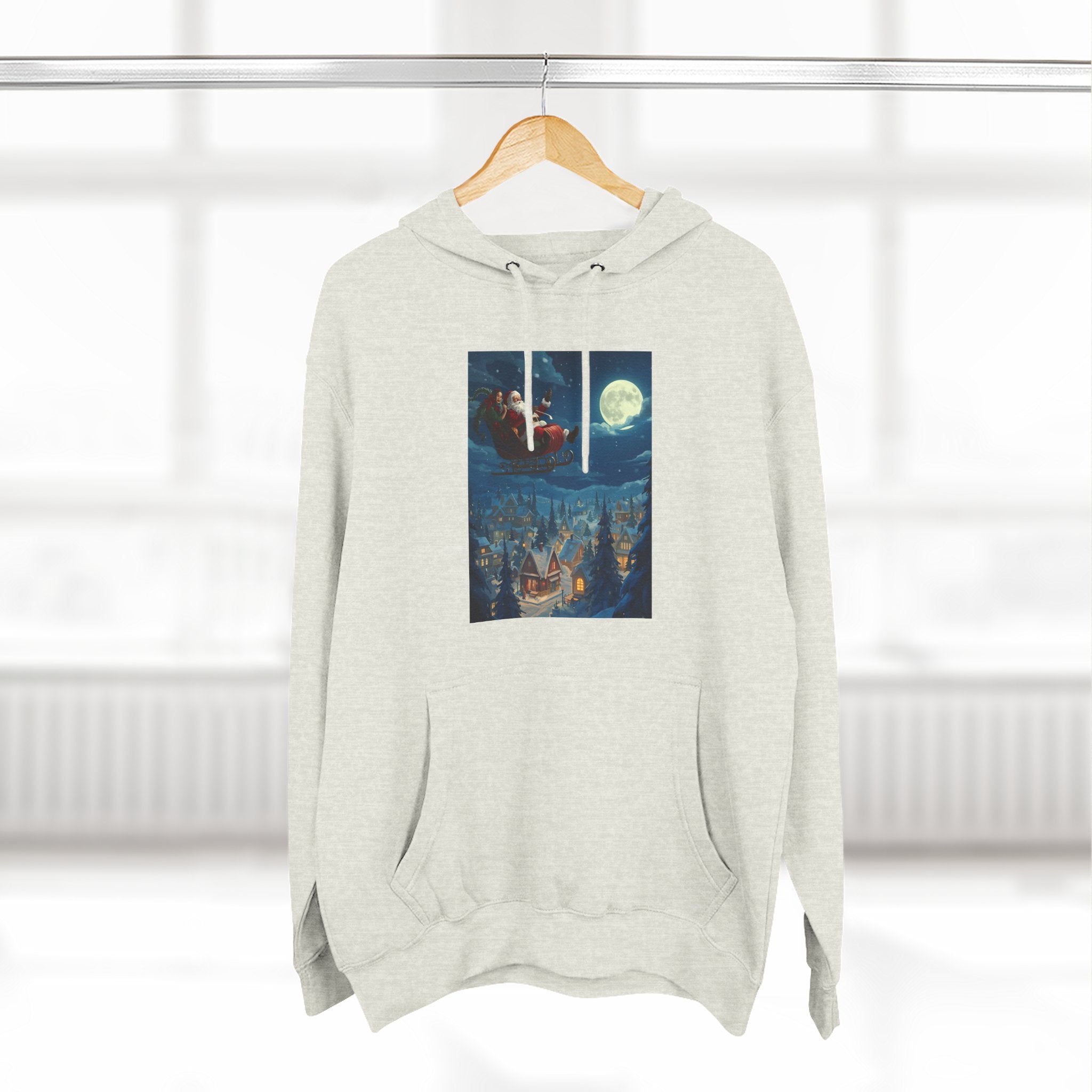 Christmas Santa Sleigh Three-Panel Fleece Hoodie