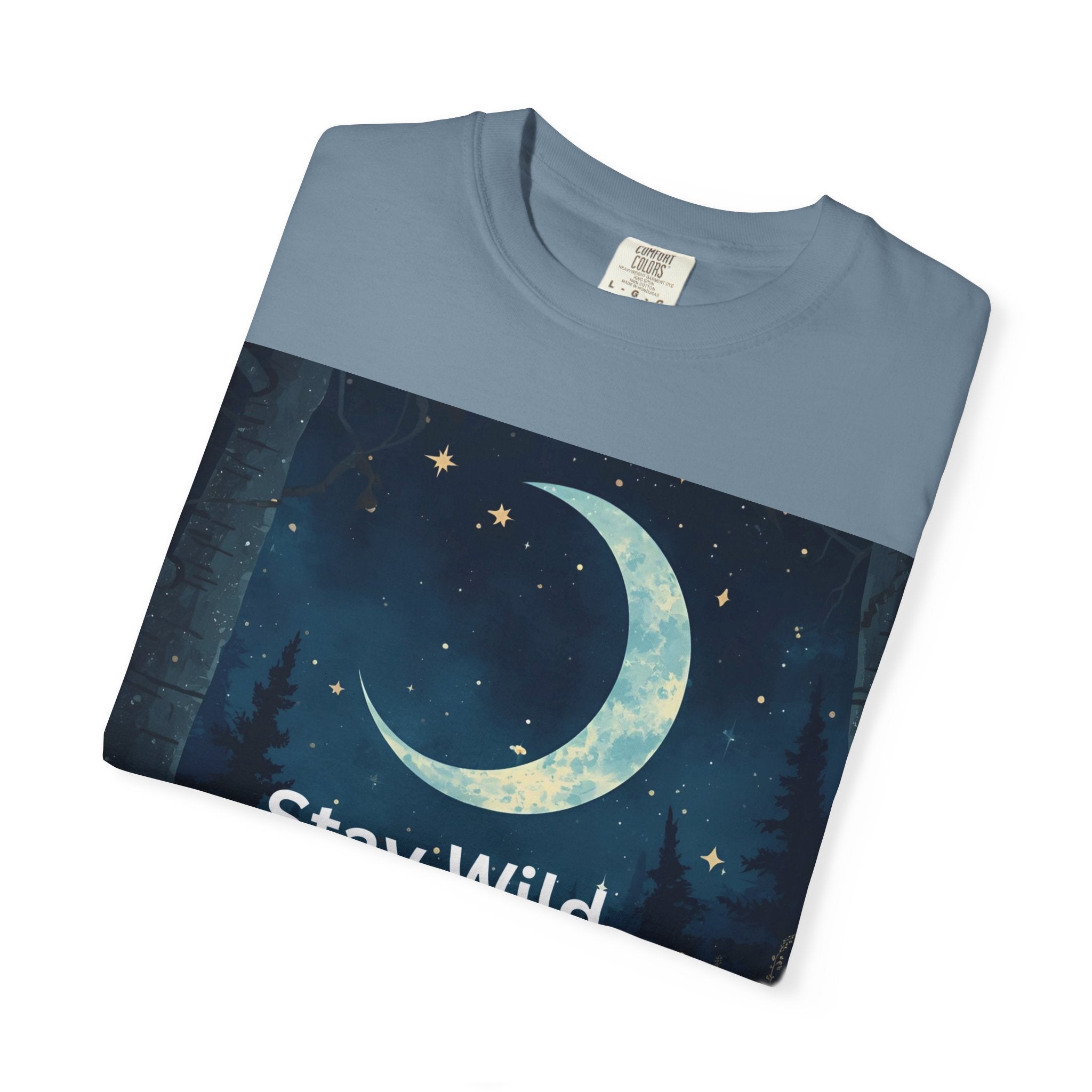 Stay Wild Moon Child Garment-Dyed T-Shirt | Unisex Graphic Tee for Nature Lovers, Boho Style, Gift for Friends, Eco-Friendly Fashion