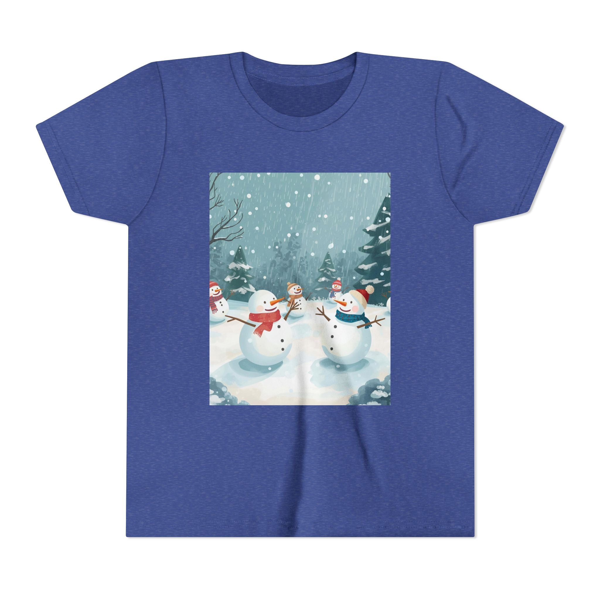 Festive Christmas Snowman Youth Short Sleeve Tee
