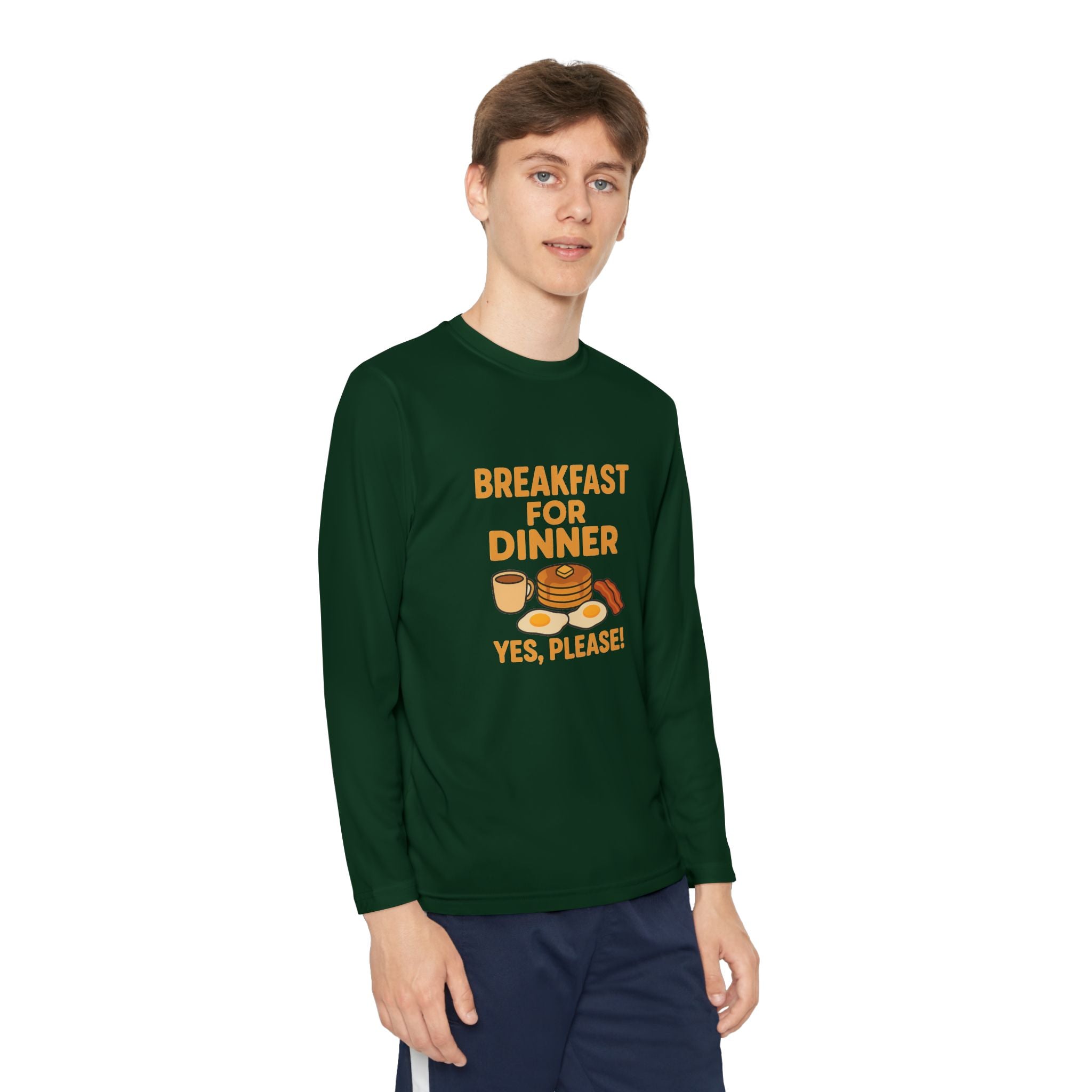 Breakfast For Dinner Youth Long Sleeve Competitor Tee