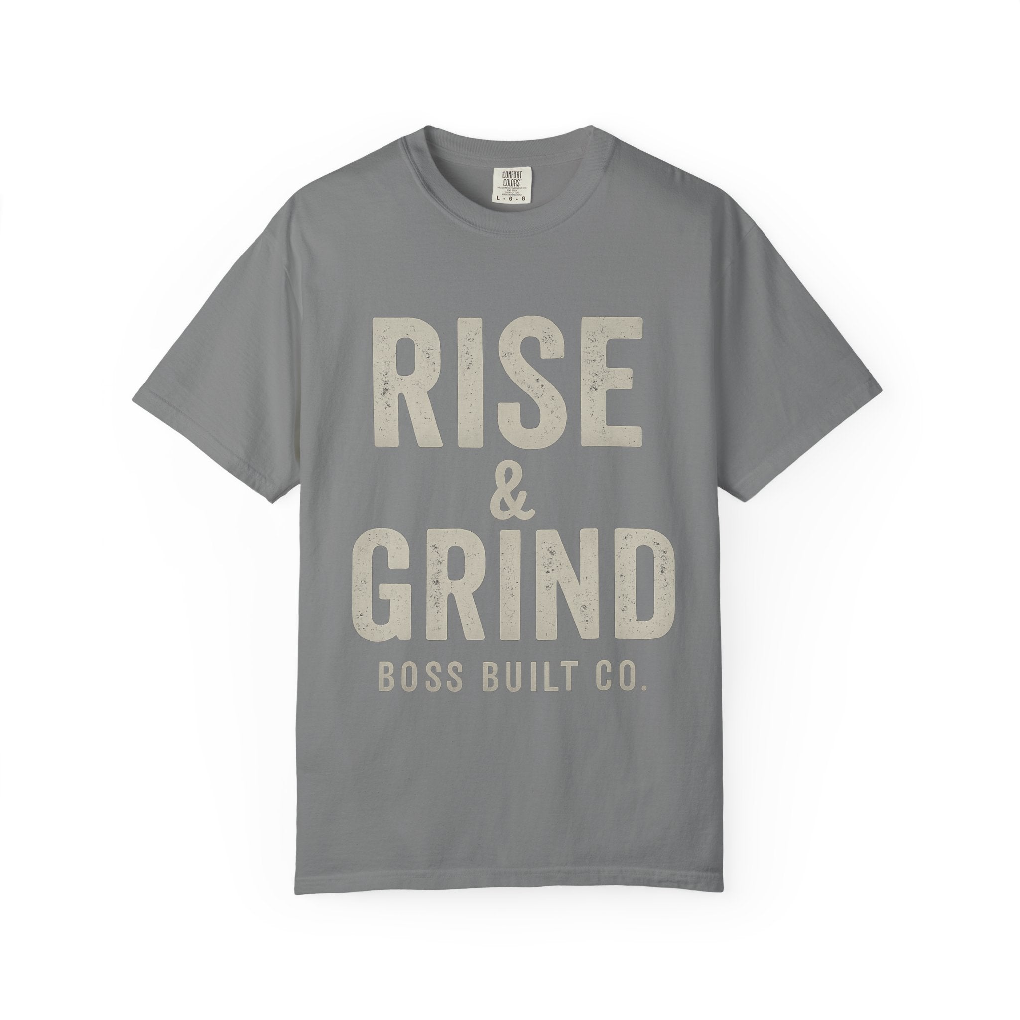 Boss Built Co Rise & Grind T-Shirt — Motivational Graphic Tee for Hustle Mindset