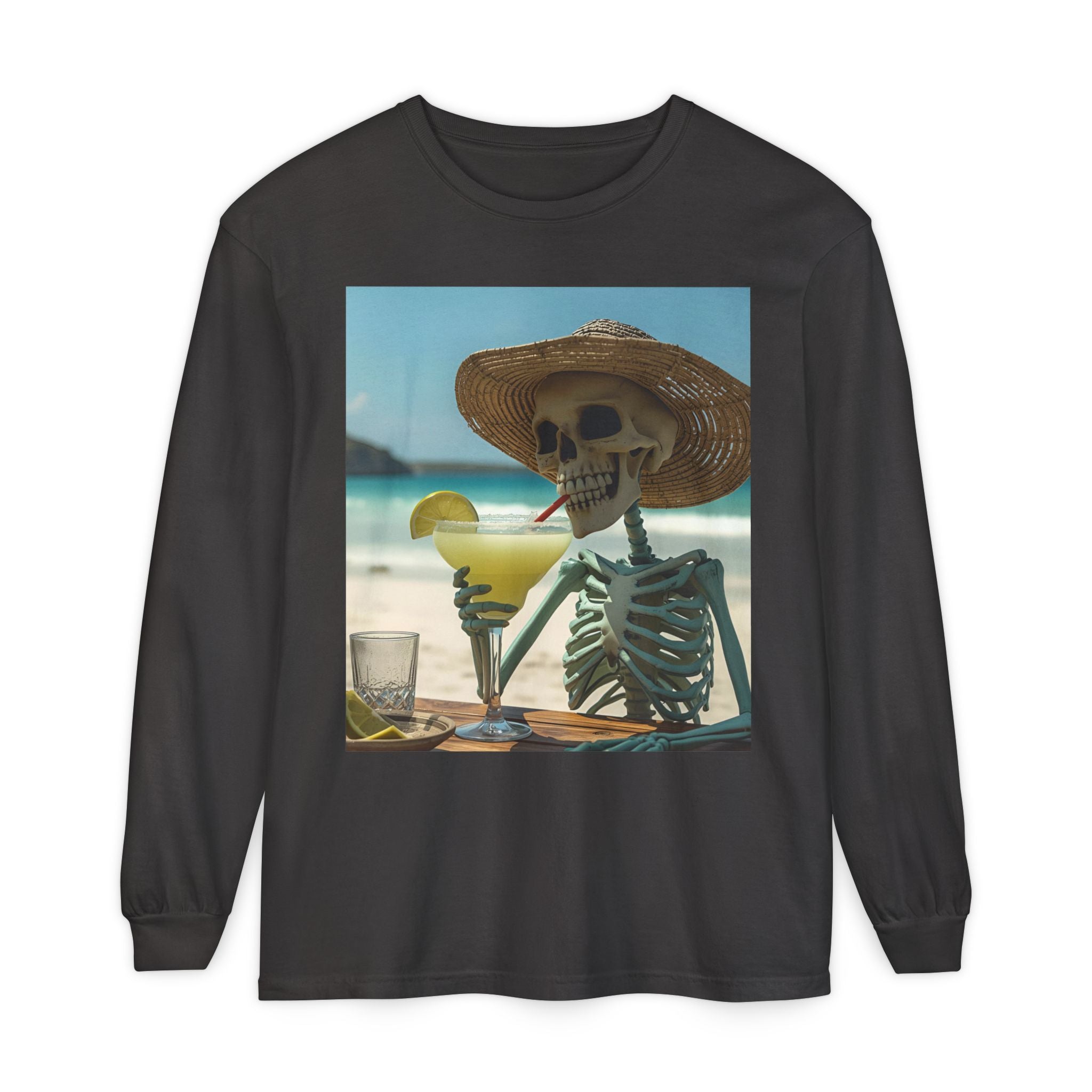 Chill Vibes Skeleton Unisex Garment-dyed Long Sleeve T-Shirt