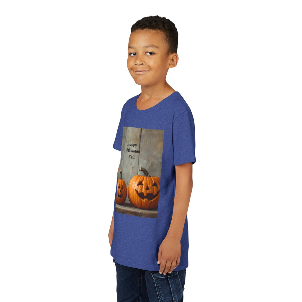Halloween Pumpkin Youth Tee, Spooky Kids Shirt, Pumpkin Graphic Tee, Fall Celebration Gift, Trick or Treat Outfit